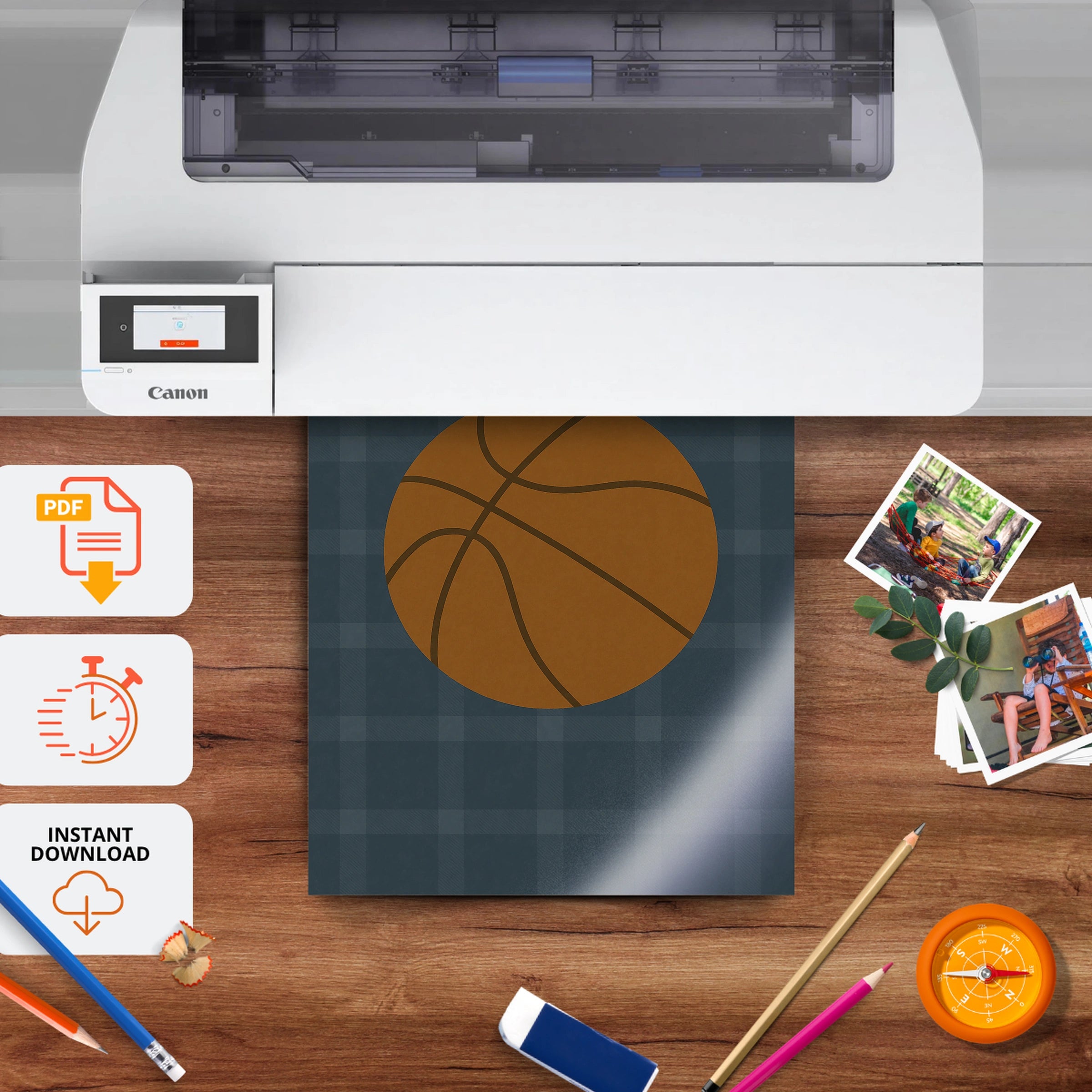 Basketball Three Nursery Print - printable nursery wall art, instant download to print at home