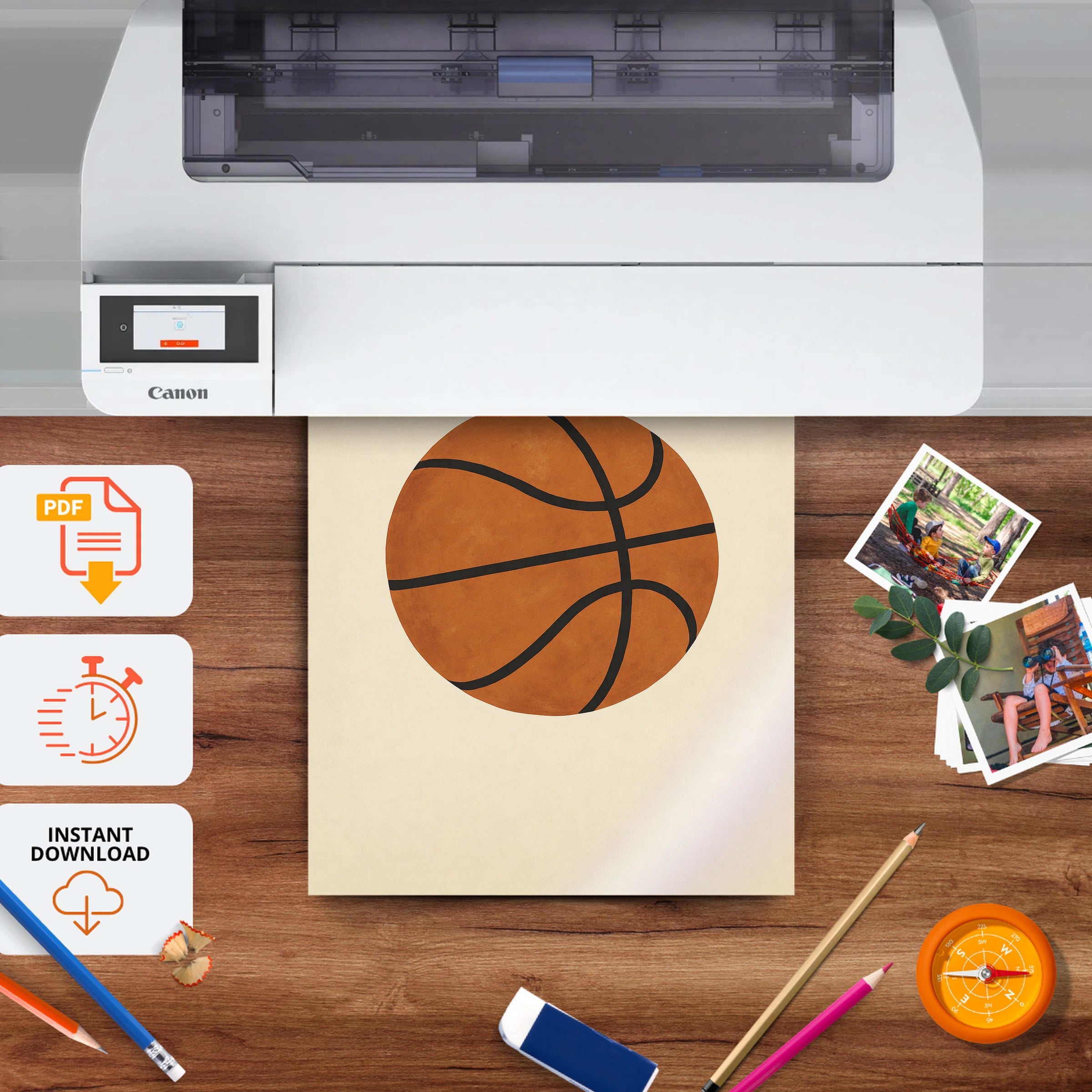 Basketball Two Nursery Print - printable nursery wall art, instant download to print at home