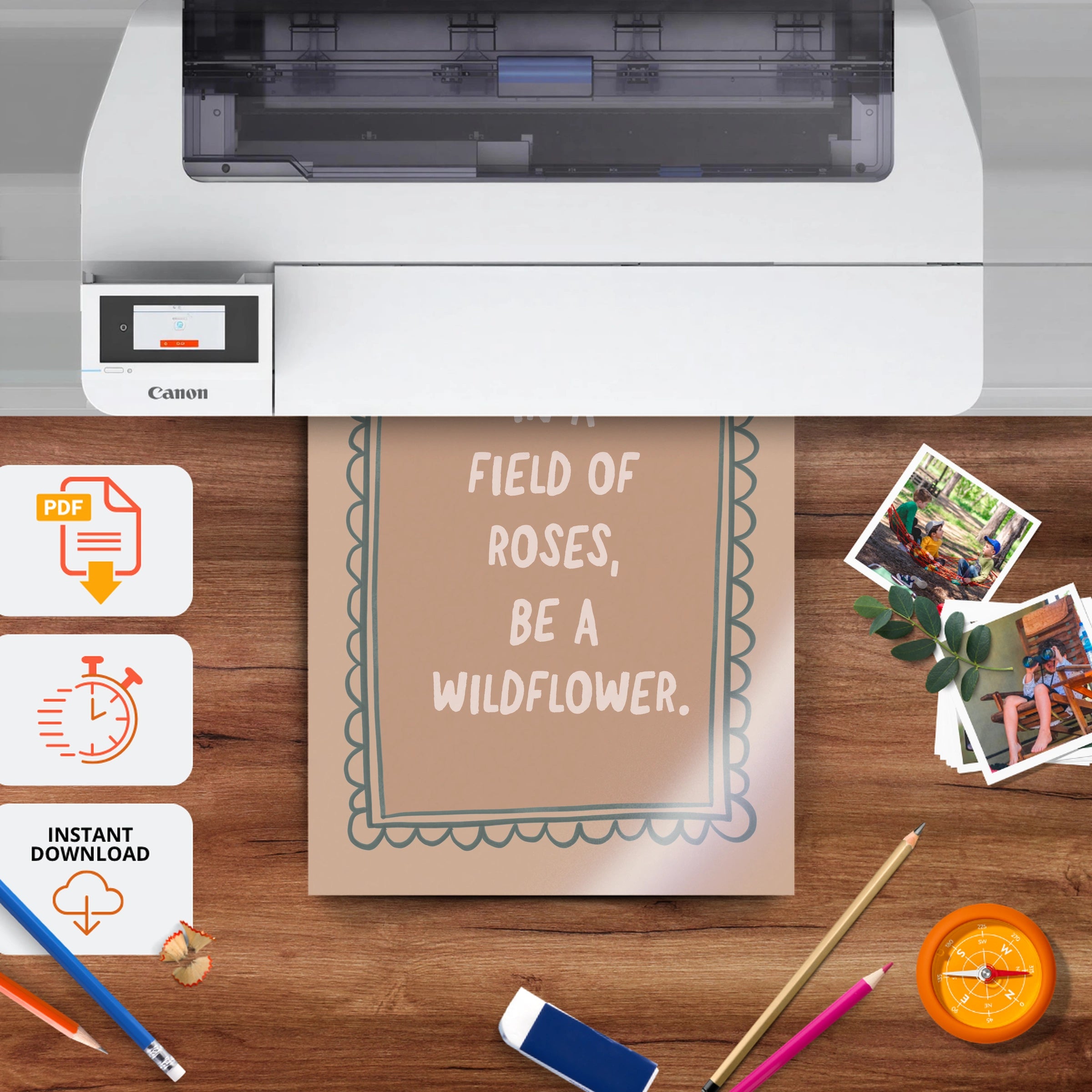 Be A Wildflower Nursery Print - printable nursery wall art, instant download to print at home