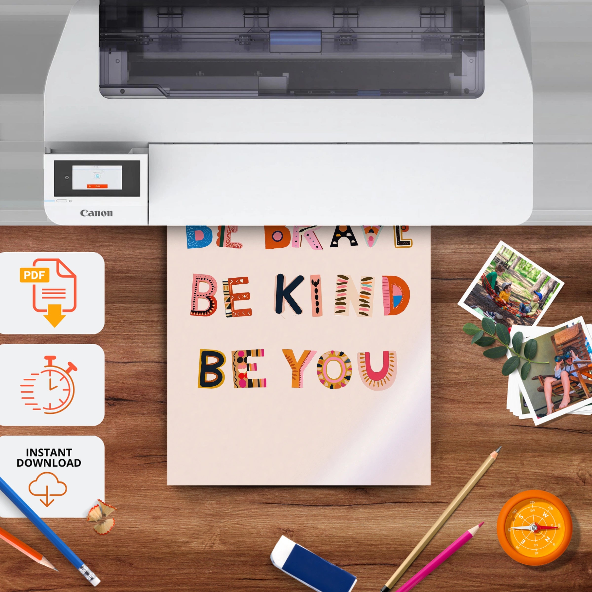 Be Brave Be Kind Be You Nursery Print - printable nursery wall art, instant download to print at home