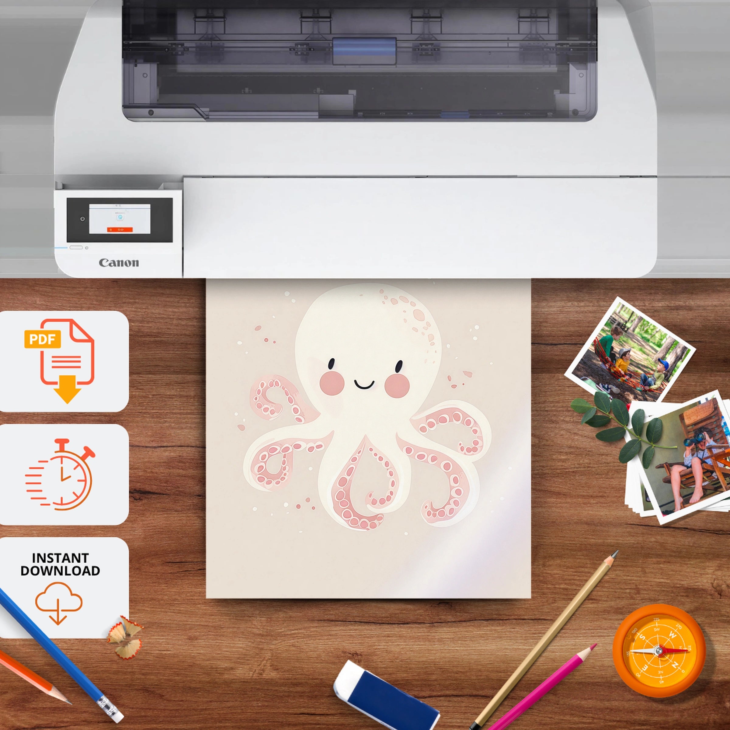 Be Unique Octopus Nursery Print - printable nursery wall art, instant download to print at home