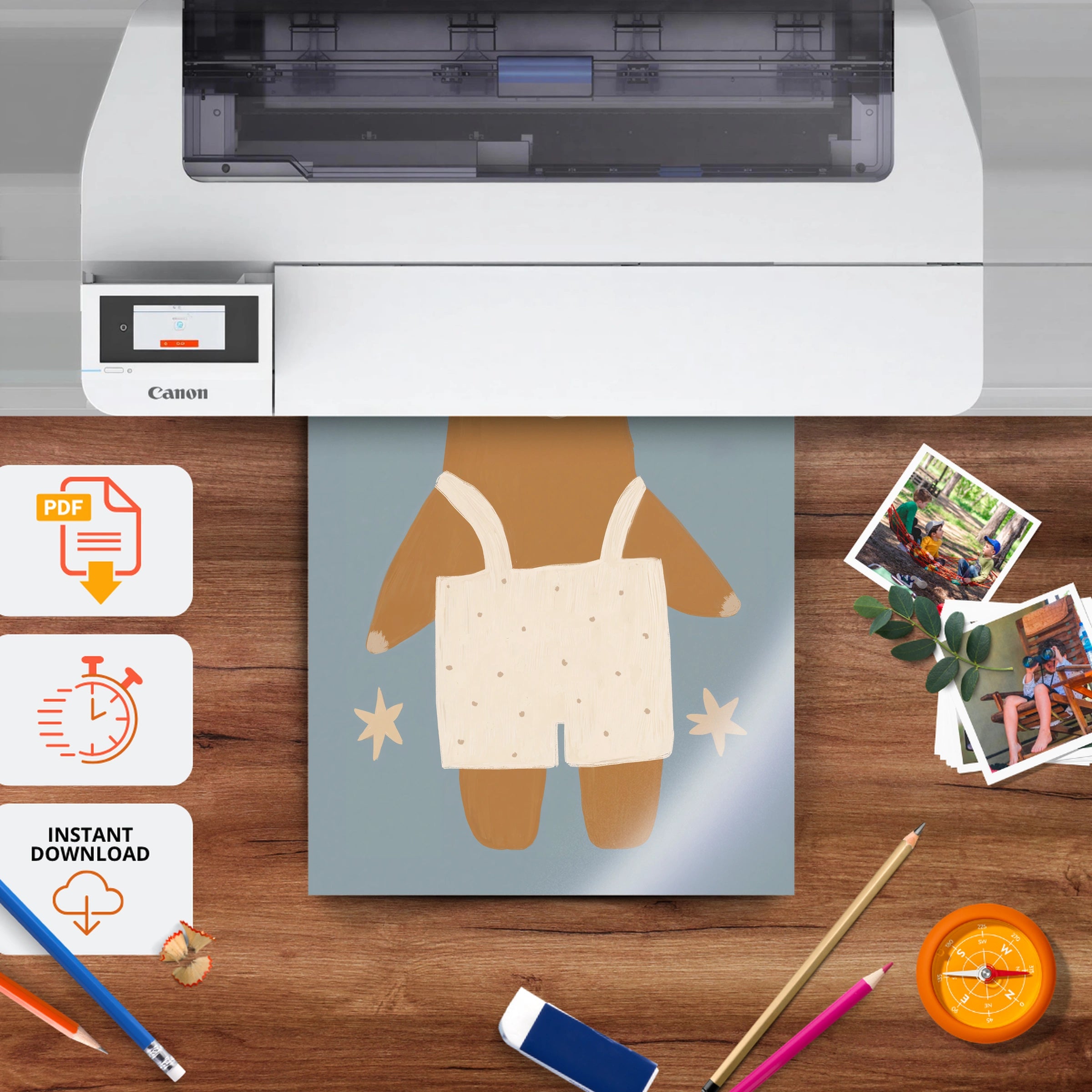 Beanie Fox Nursery Print - printable nursery wall art, instant download to print at home