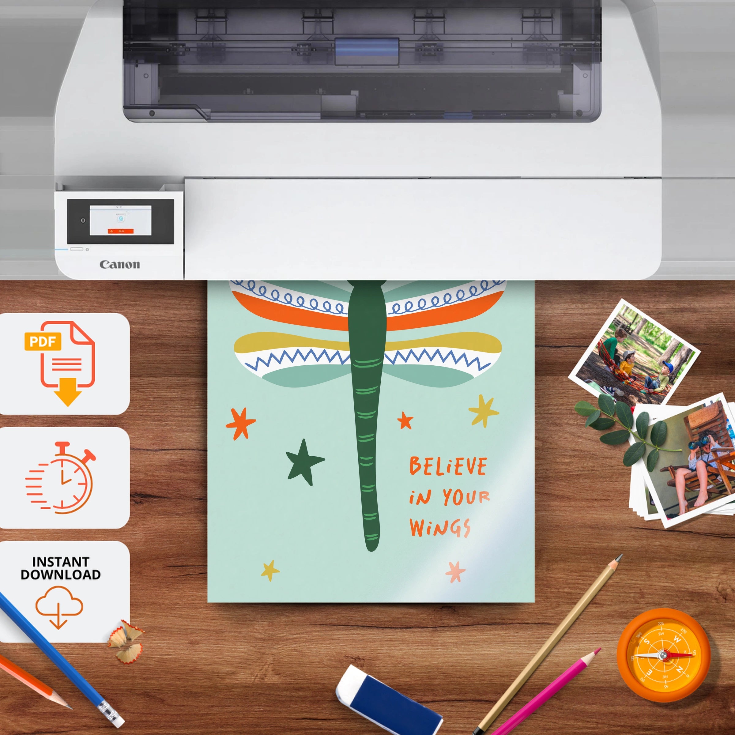 Believe Grasshopper Nursery Print - printable nursery wall art, instant download to print at home