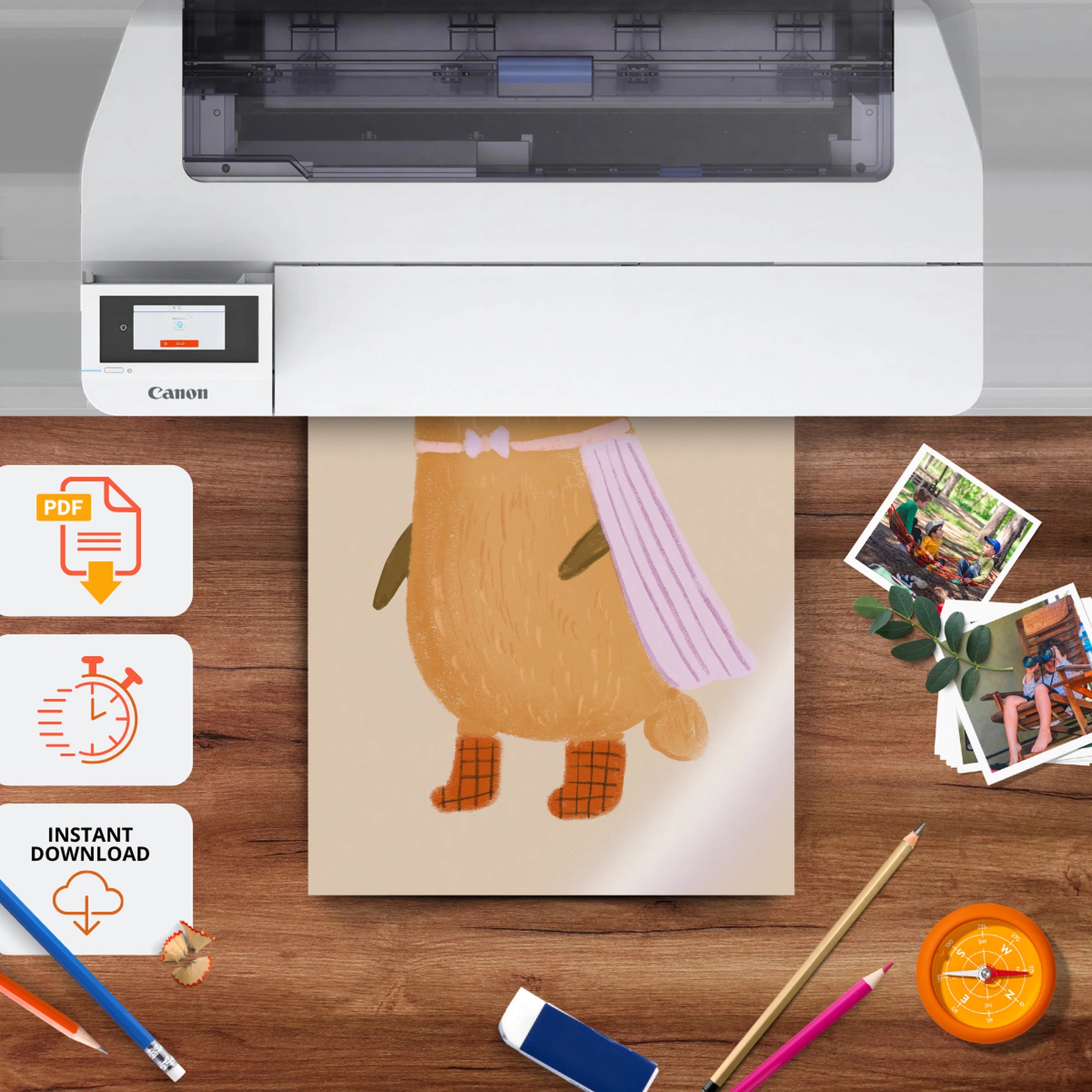 Big Brown Bear Nursery Print - printable nursery wall art, instant download to print at home
