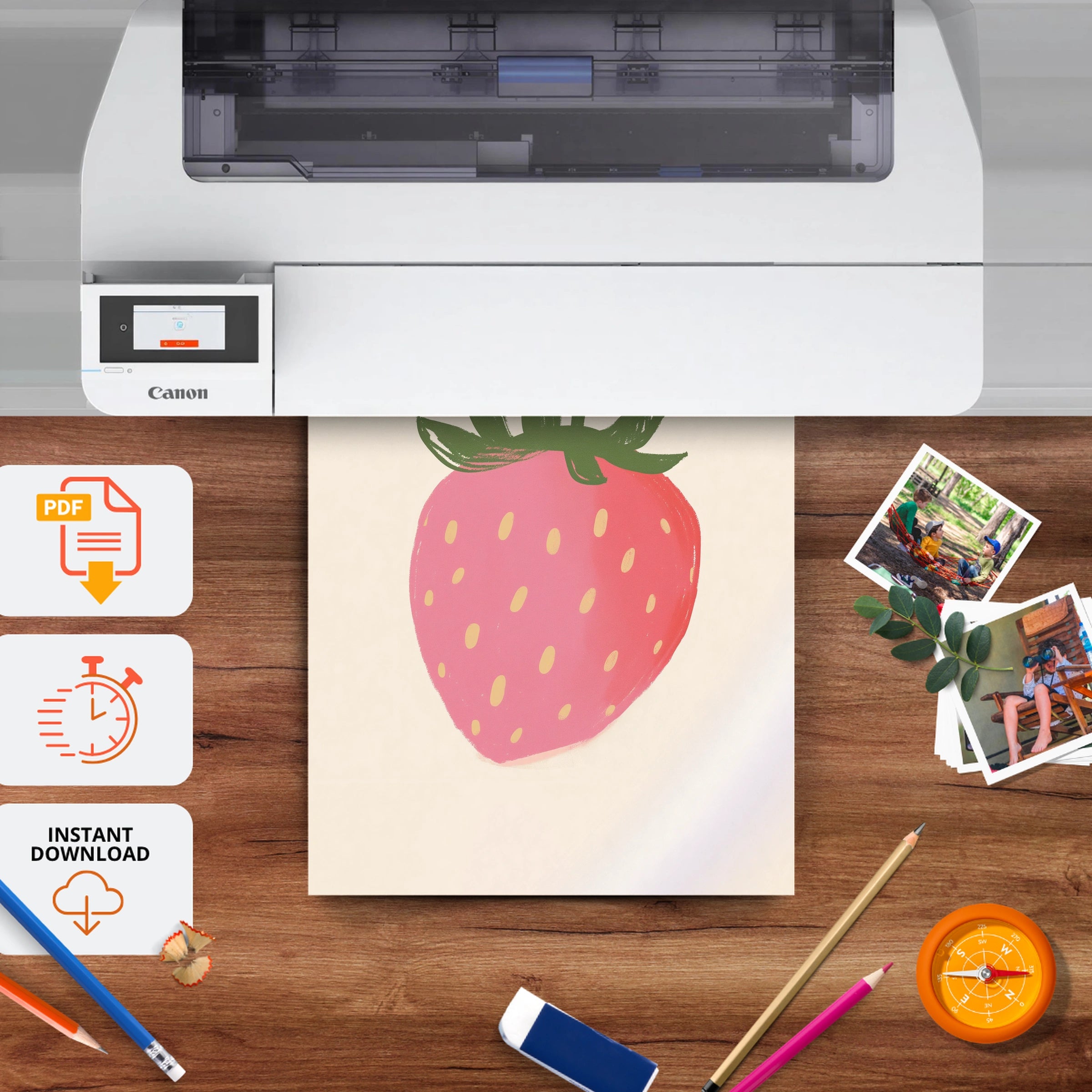 Big Strawberry Nursery Print - printable nursery wall art, instant download to print at home