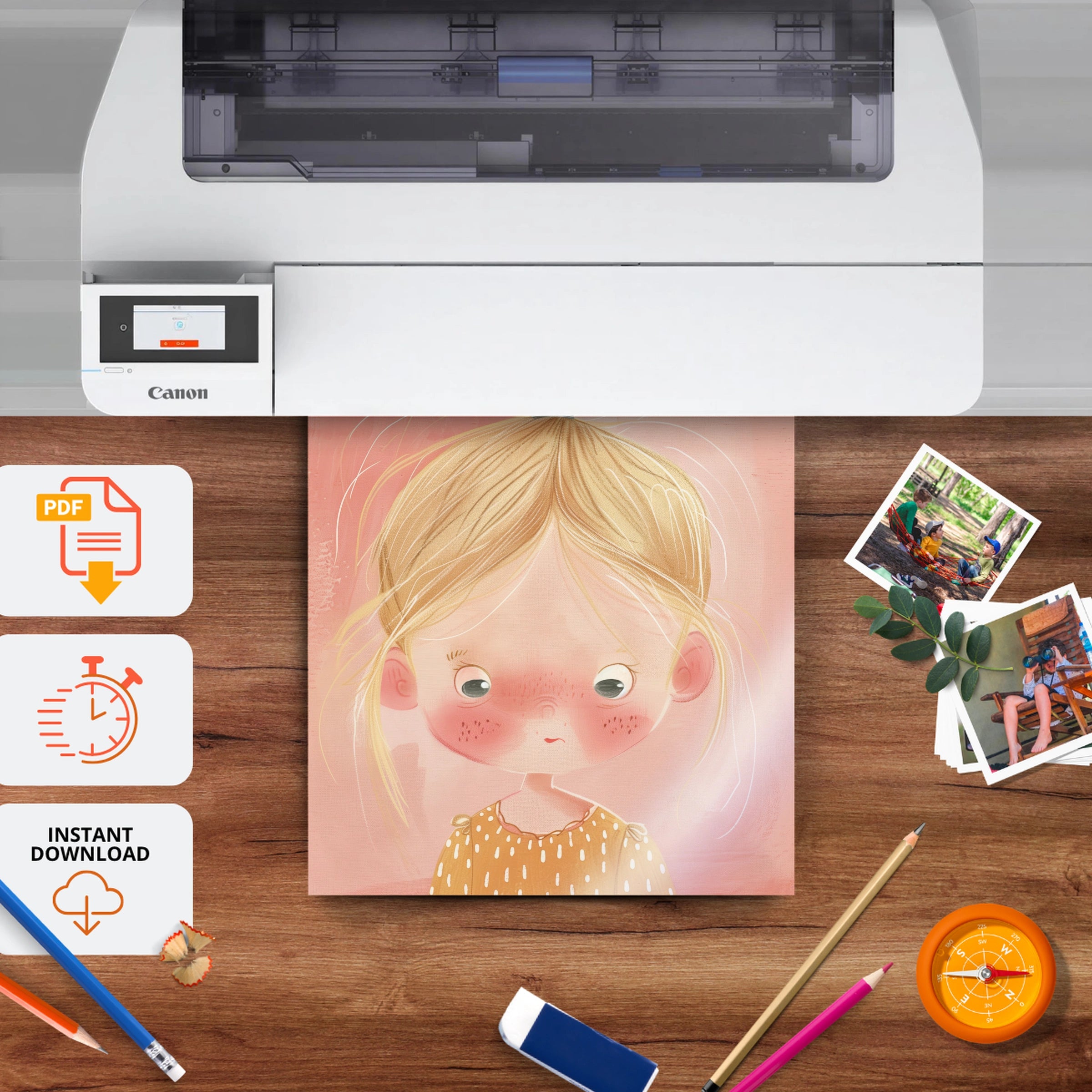 Blonde Girl Nursery Print - printable nursery wall art, instant download to print at home