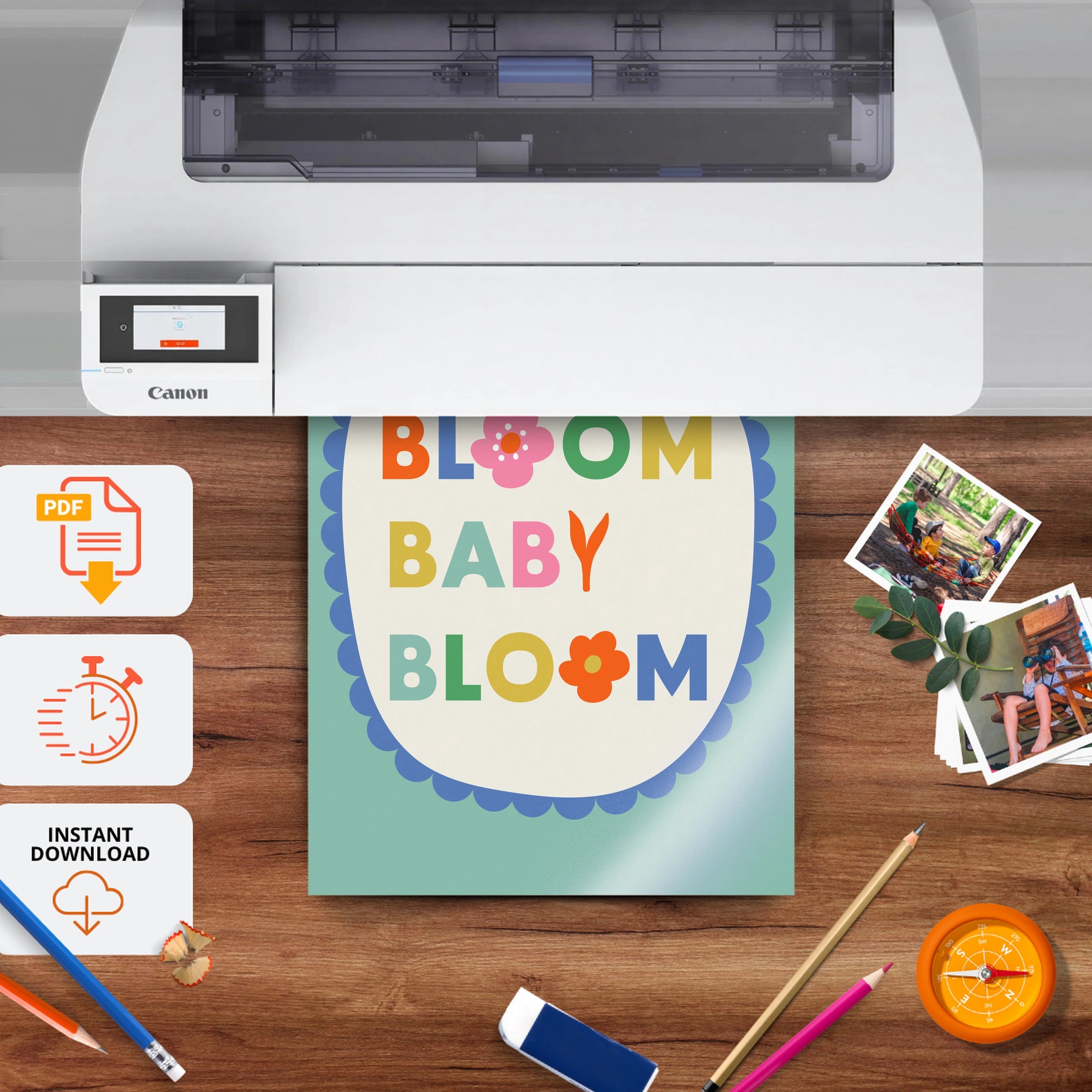 Bloom Baby Bloom Nursery Print - printable nursery wall art, instant download to print at home