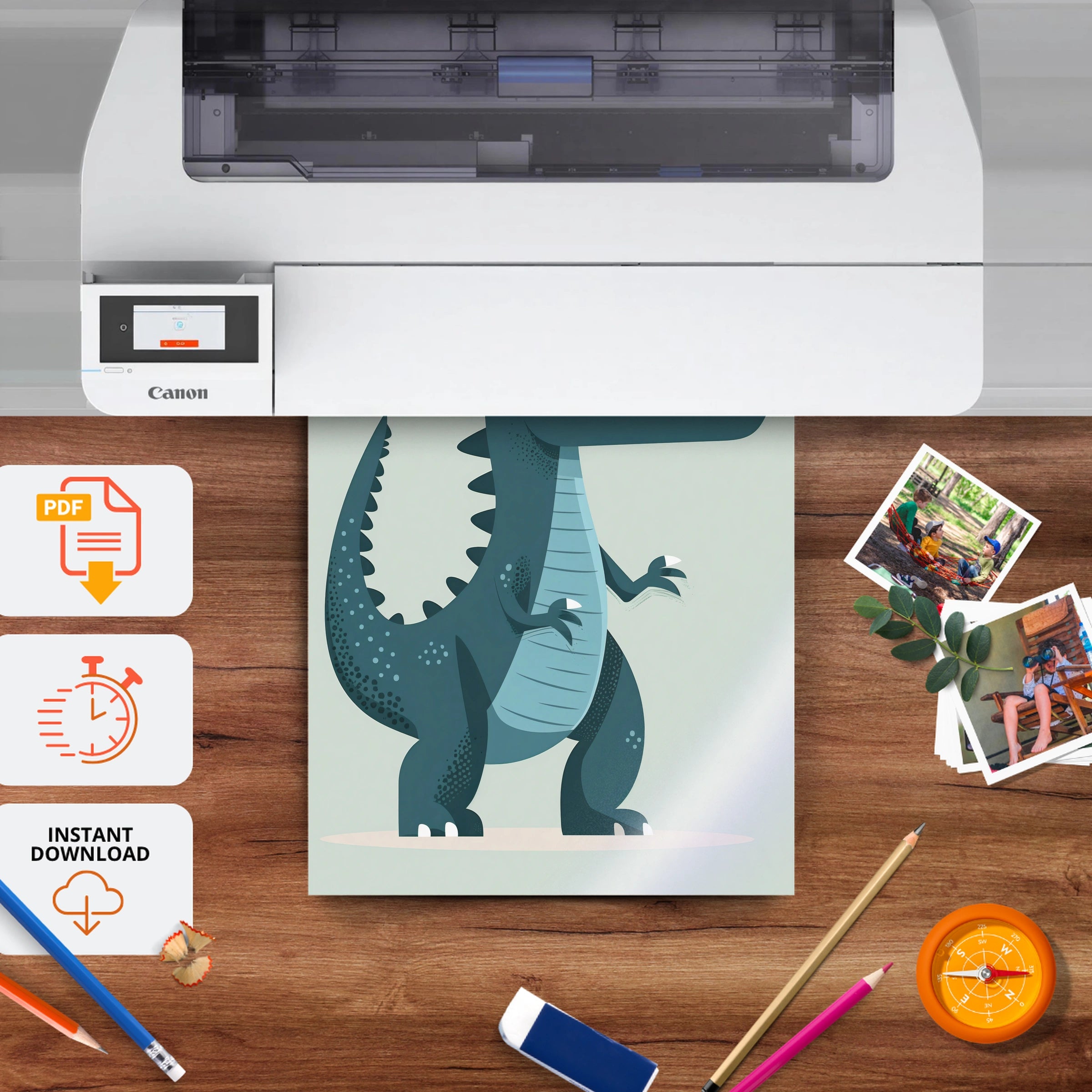 Blue T-Rex Nursery Print - printable nursery wall art, instant download to print at home