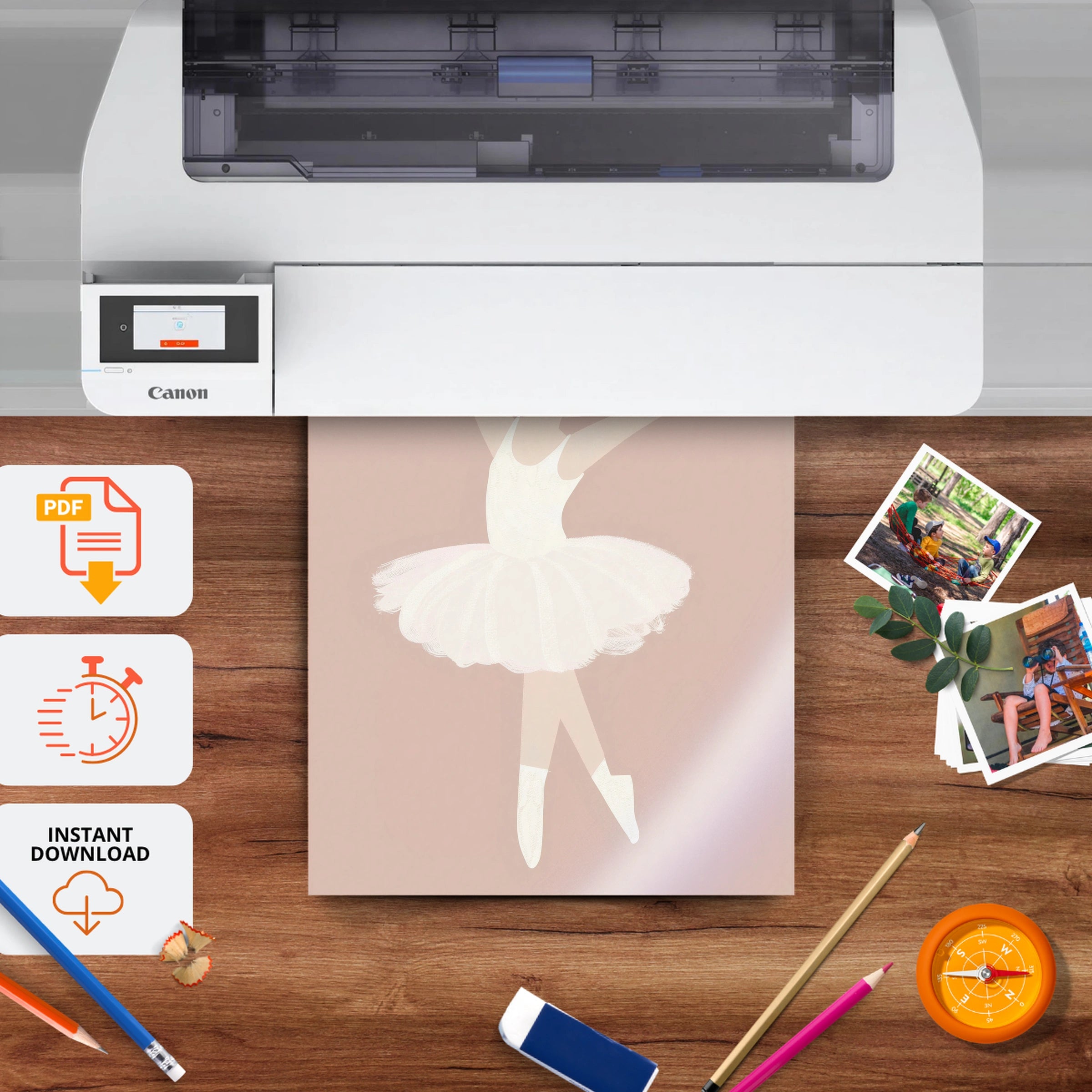 Blush Ballerina Nursery Print - printable nursery wall art, instant download to print at home
