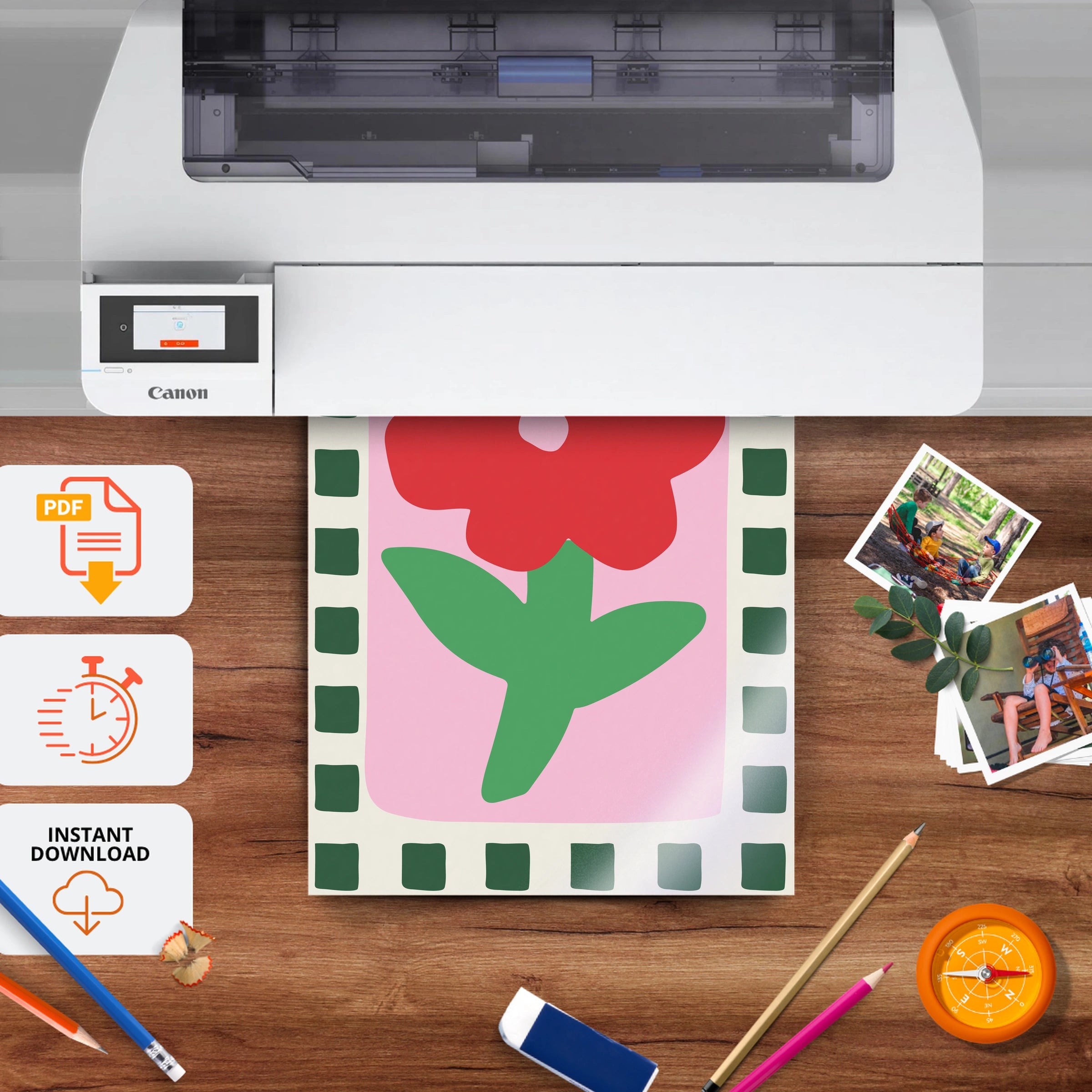 Bold Flower Nursery Print - printable nursery wall art, instant download to print at home