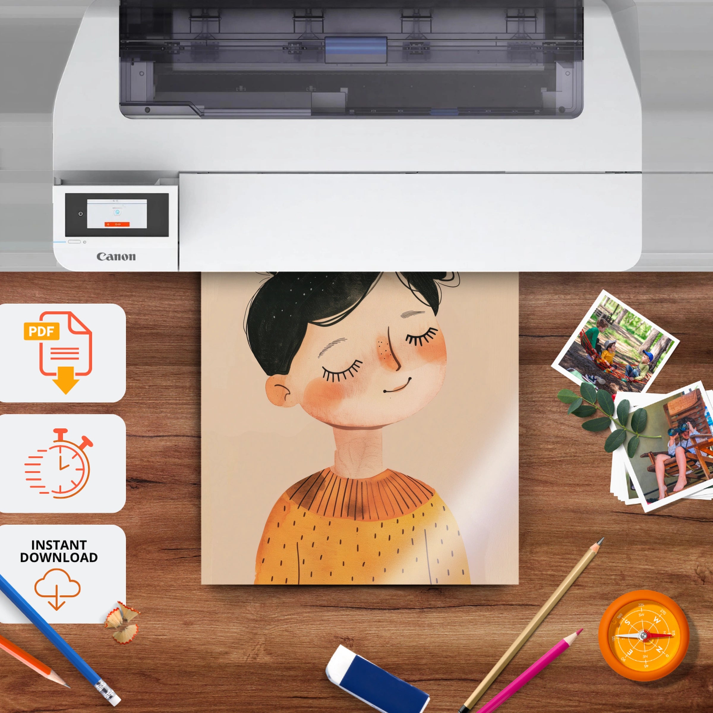 Boy Portrait Nursery Print - printable nursery wall art, instant download to print at home