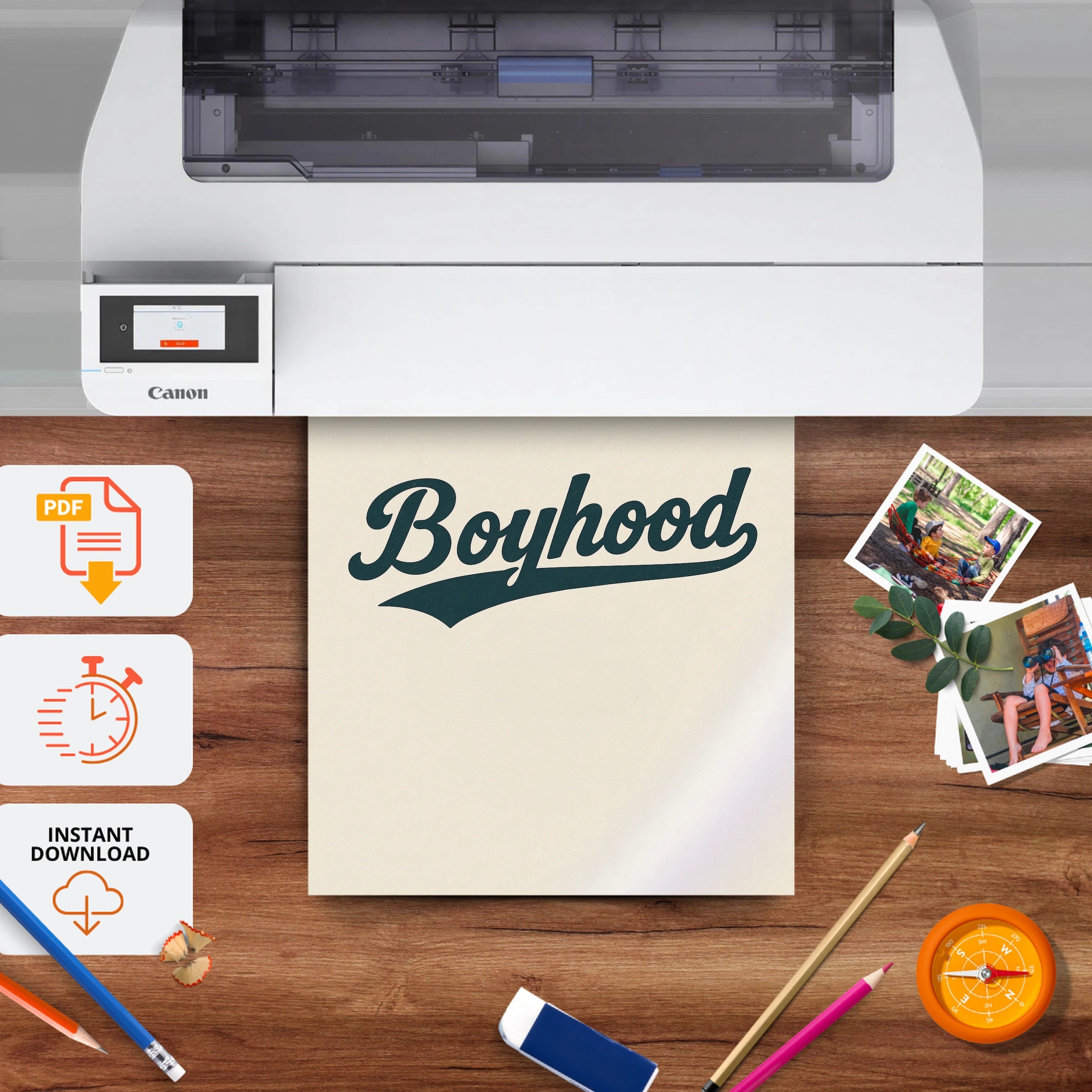 Boyhood Script Nursery Print - printable nursery wall art, instant download to print at home