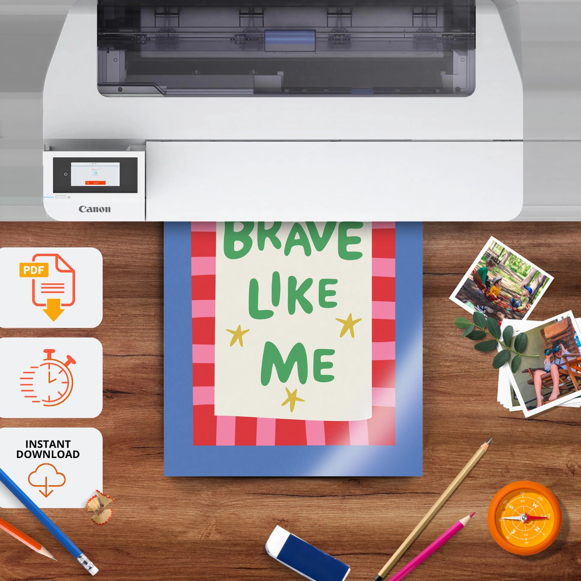 Brave Like Me Nursery Print - printable nursery wall art, instant download to print at home