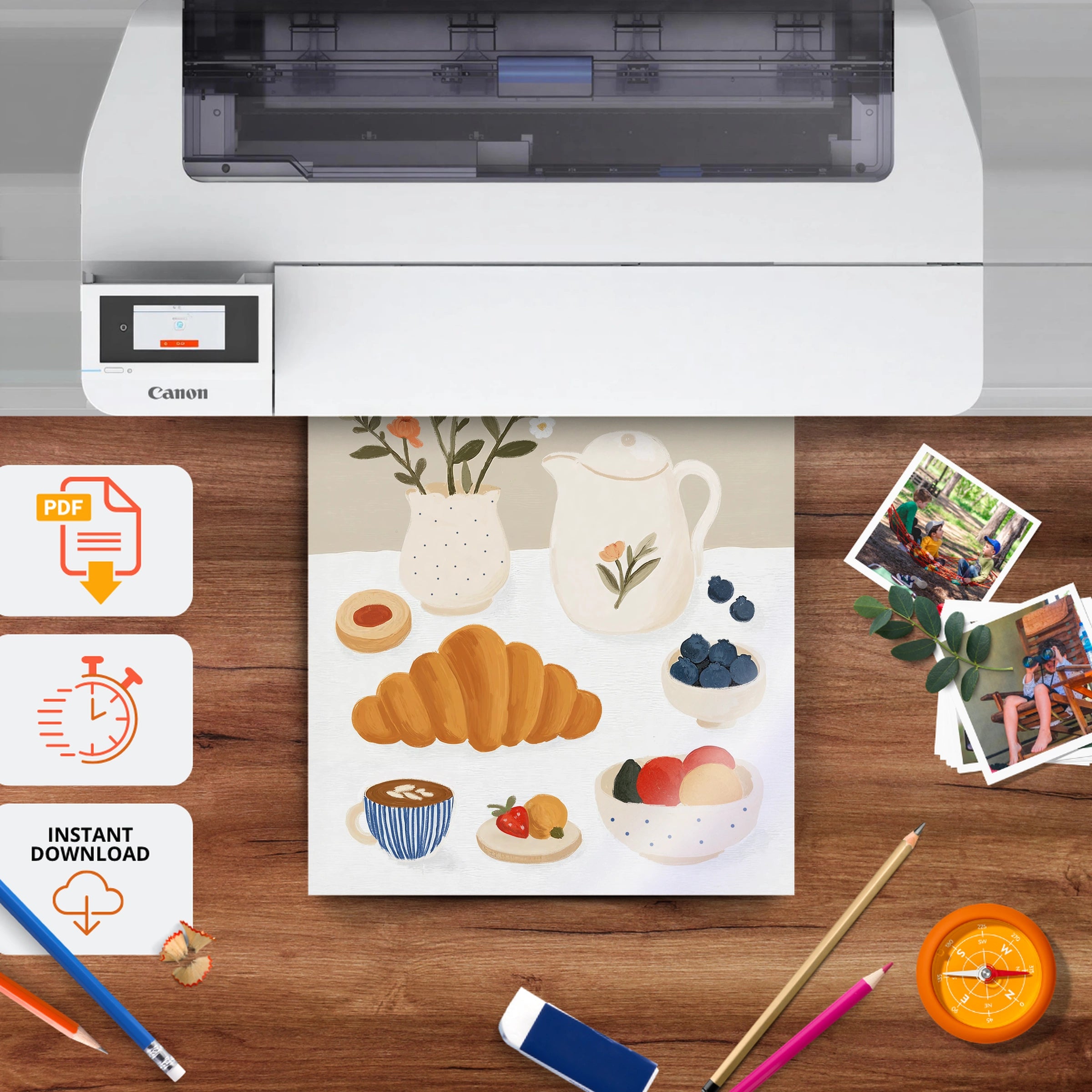 Breakfast Treats Nursery Print - printable nursery wall art, instant download to print at home