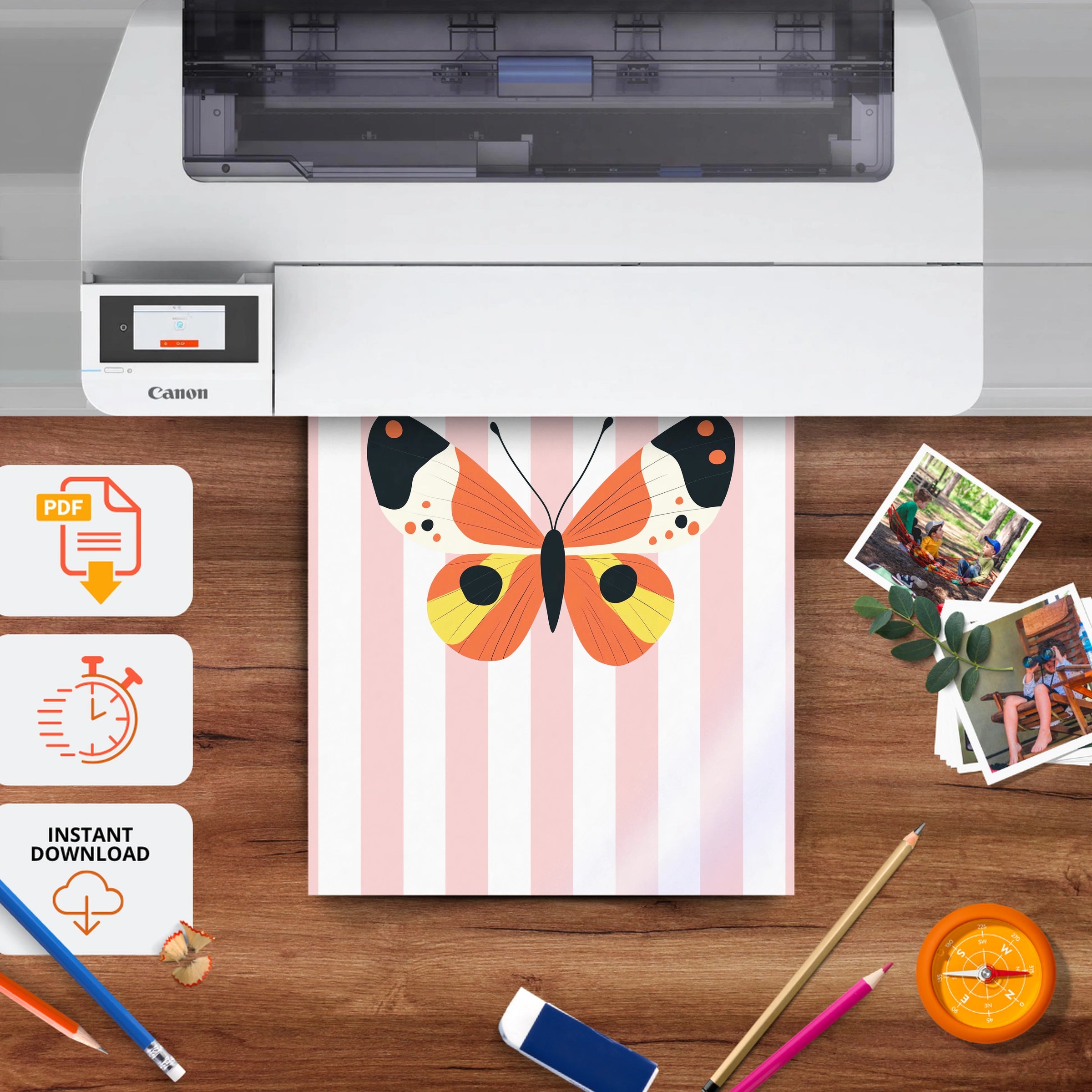 Bright Butterfly Nursery Print - printable nursery wall art, instant download to print at home