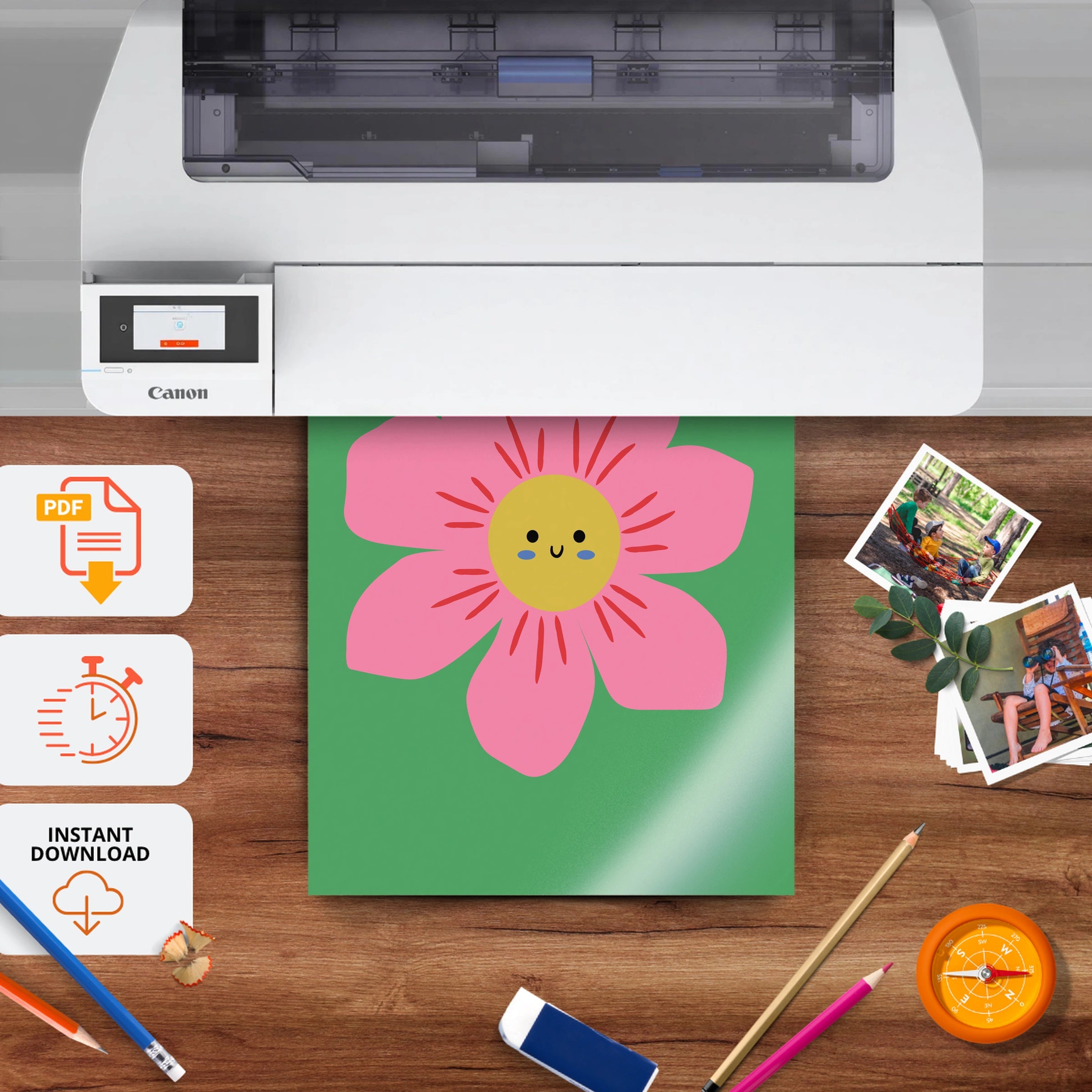Bright Flower Nursery Print - printable nursery wall art, instant download to print at home
