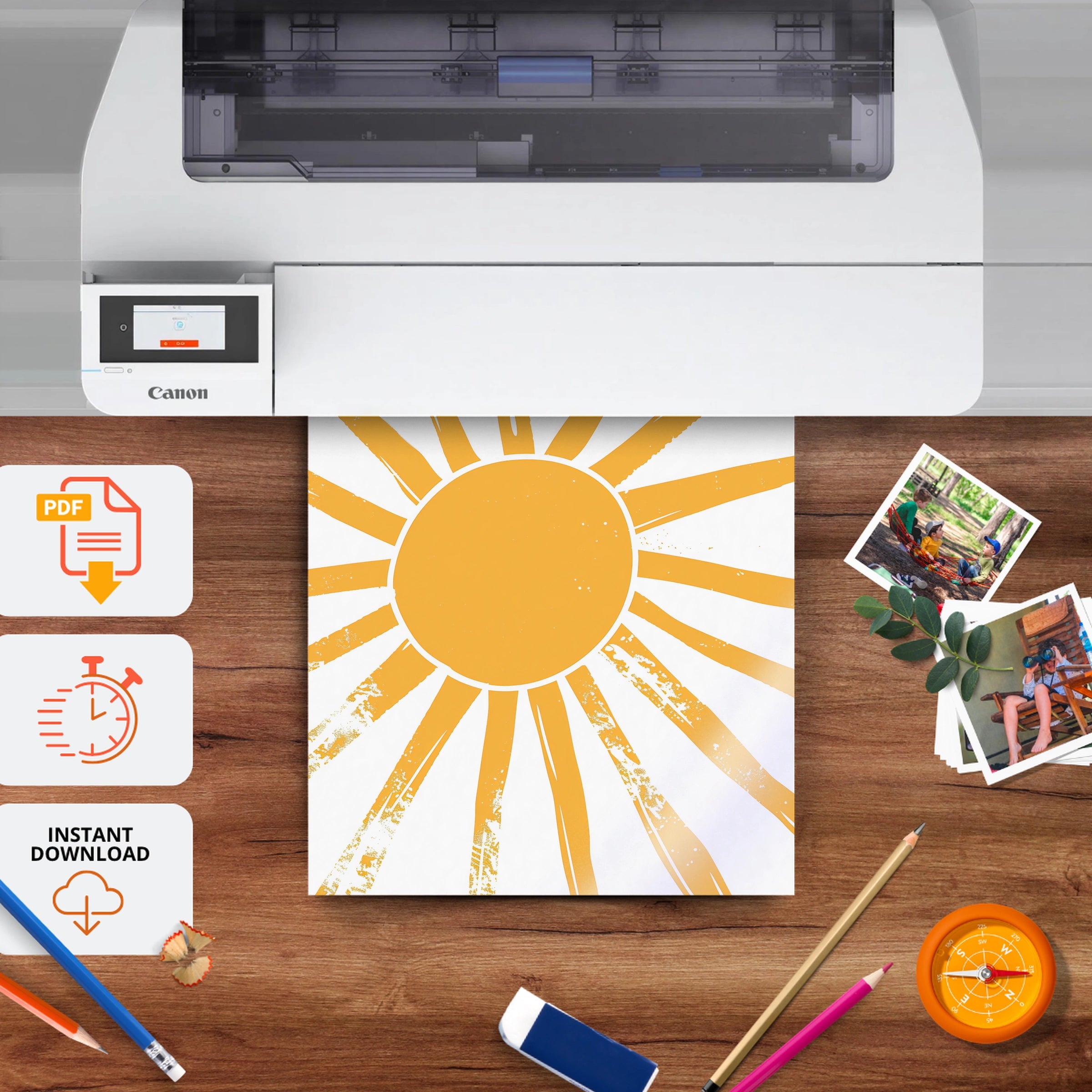 Bright Sun Nursery Print - printable nursery wall art, instant download to print at home
