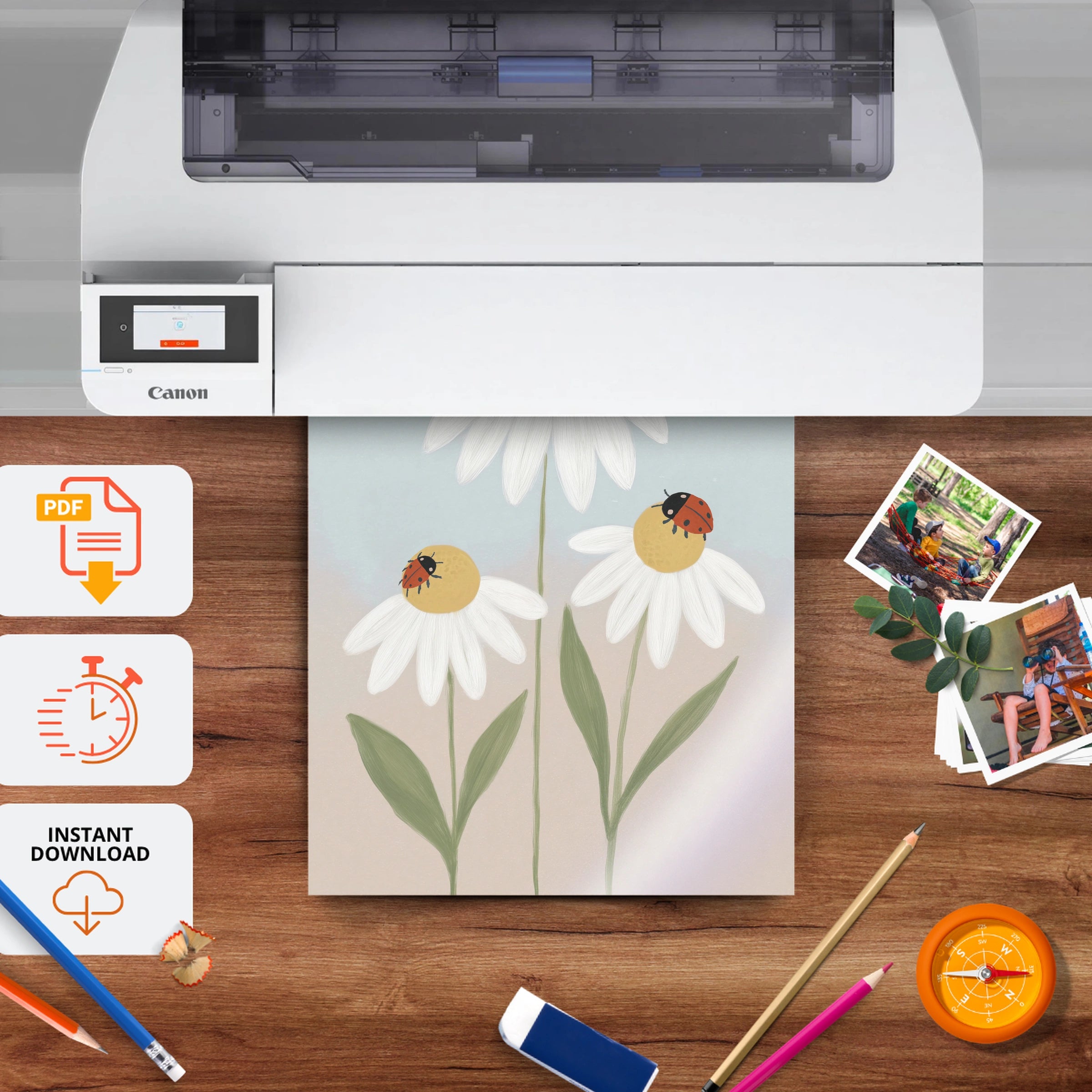 Bunch of Daisies Nursery Print - printable nursery wall art, instant download to print at home