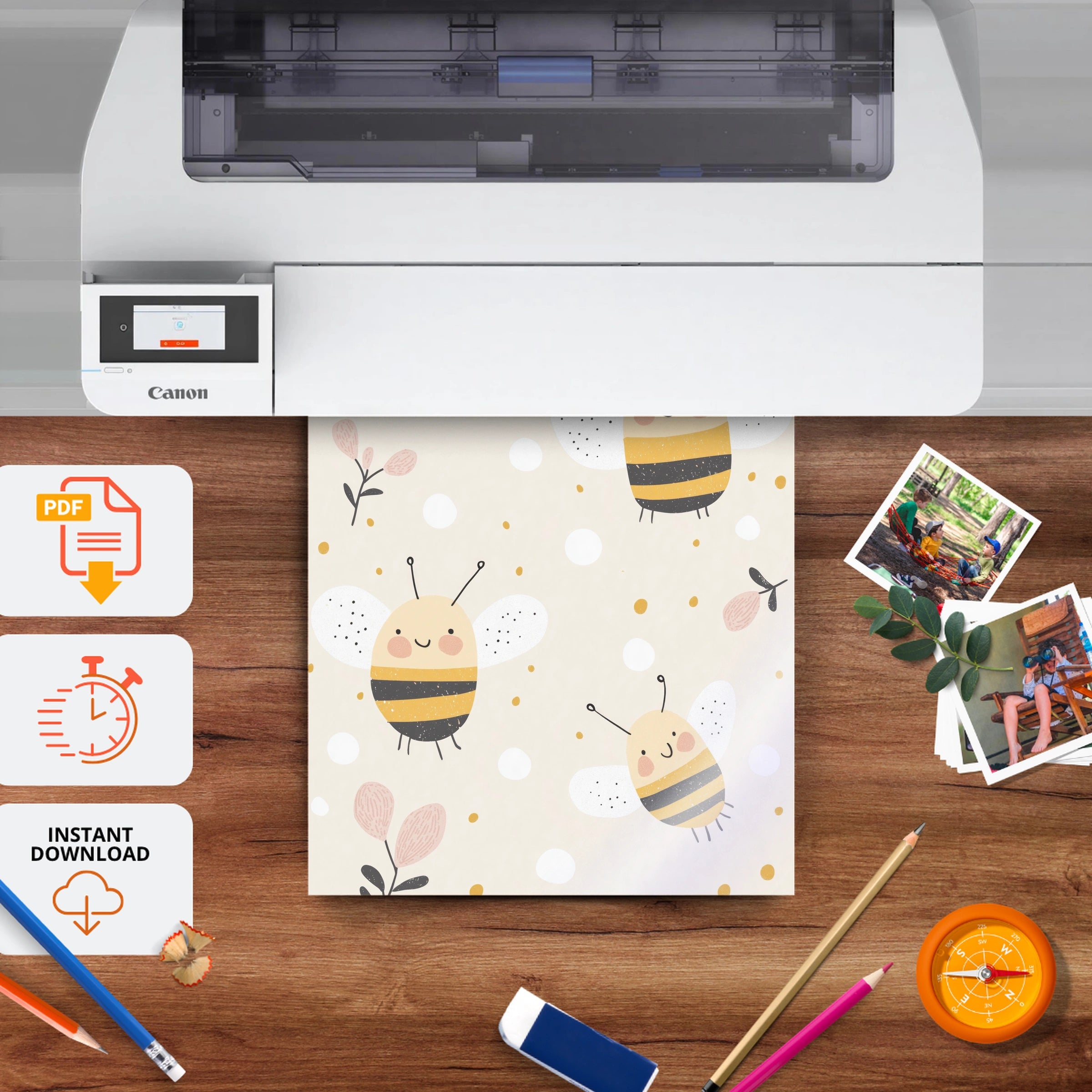 Busy Bees Nursery Print - printable nursery wall art, instant download to print at home