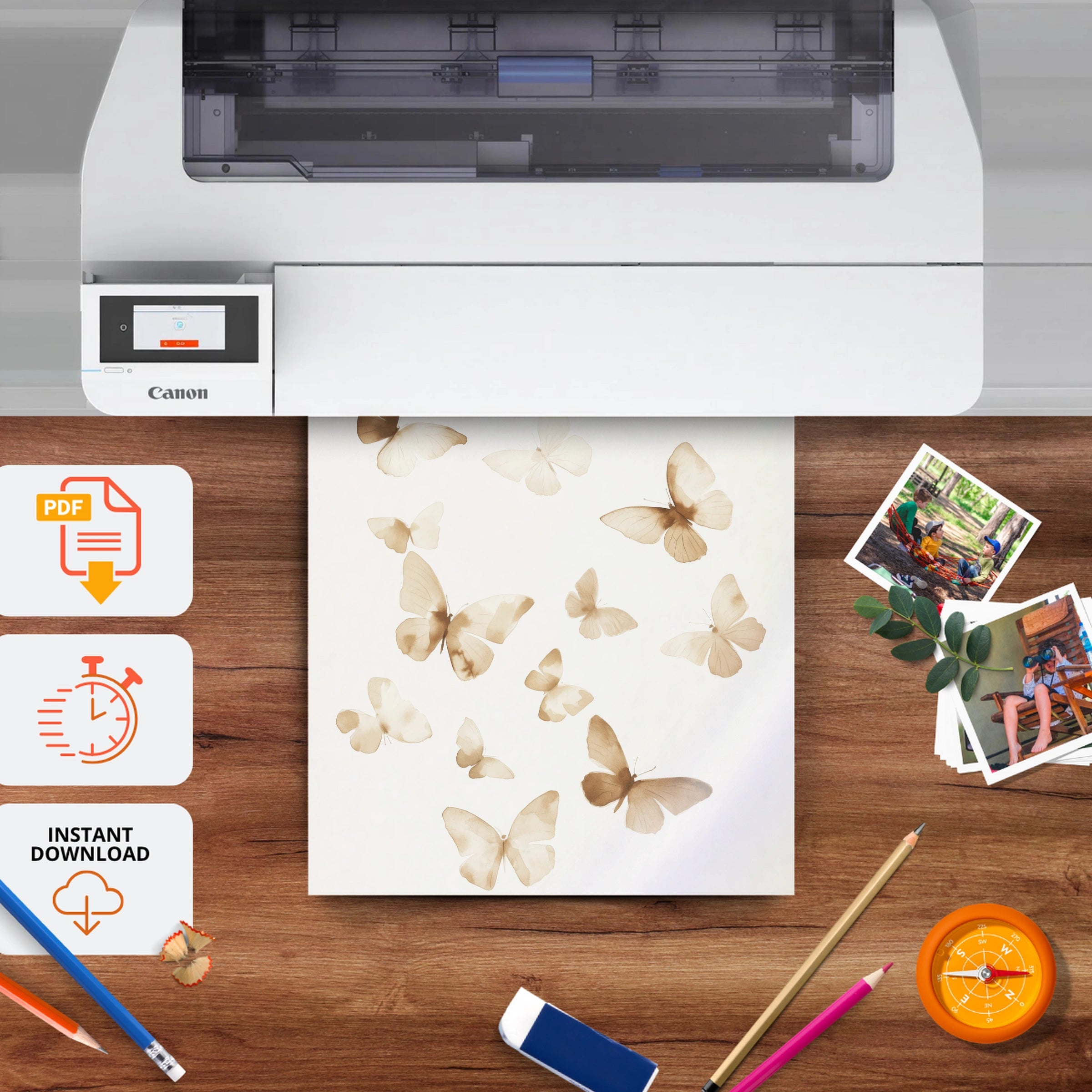Butterflies Nursery Print - printable nursery wall art, instant download to print at home