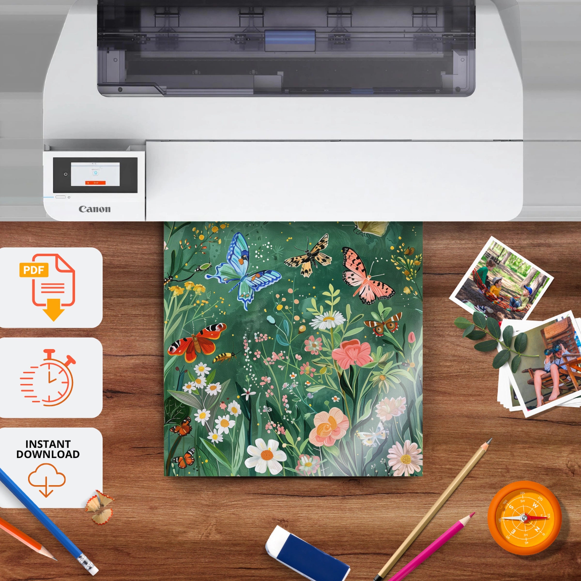 Butterfly Meadow Nursery Print - printable nursery wall art, instant download to print at home