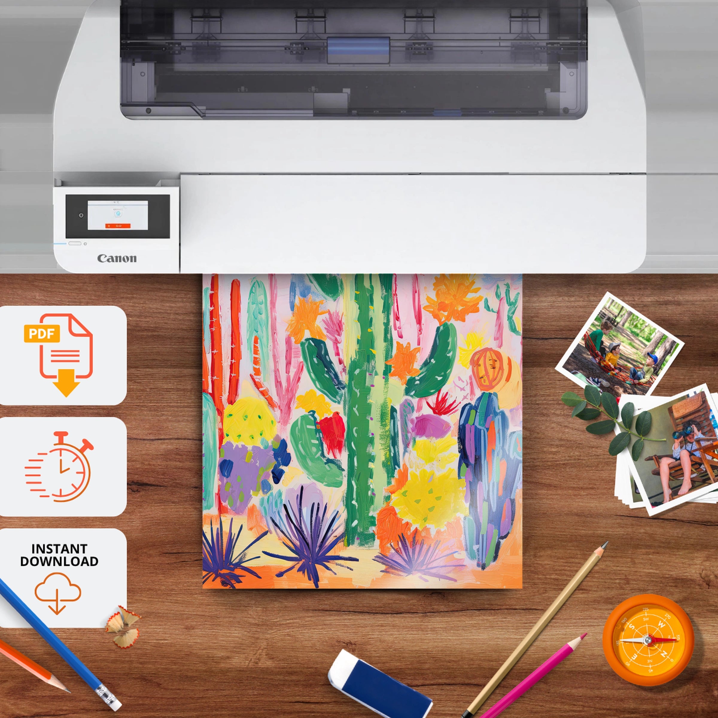 Cactus Garden Nursery Print - printable nursery wall art, instant download to print at home