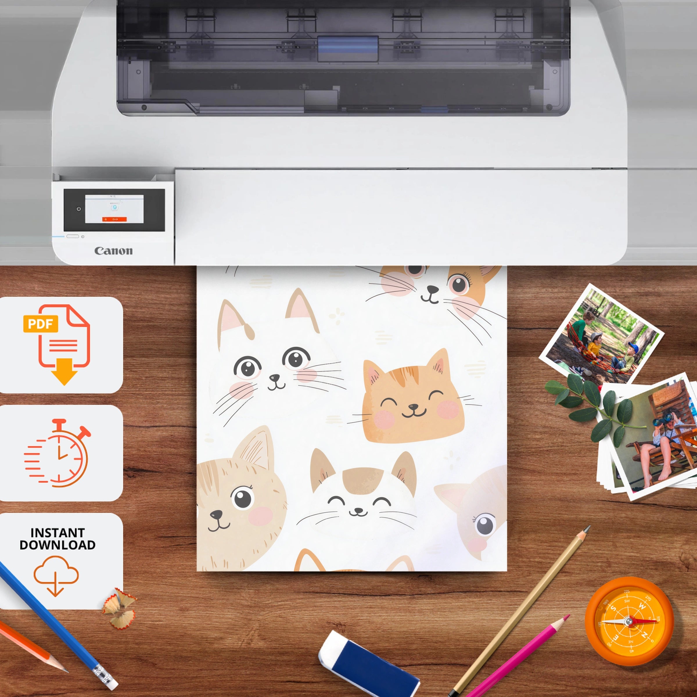 Cats and Corgi Nursery Print - printable nursery wall art, instant download to print at home