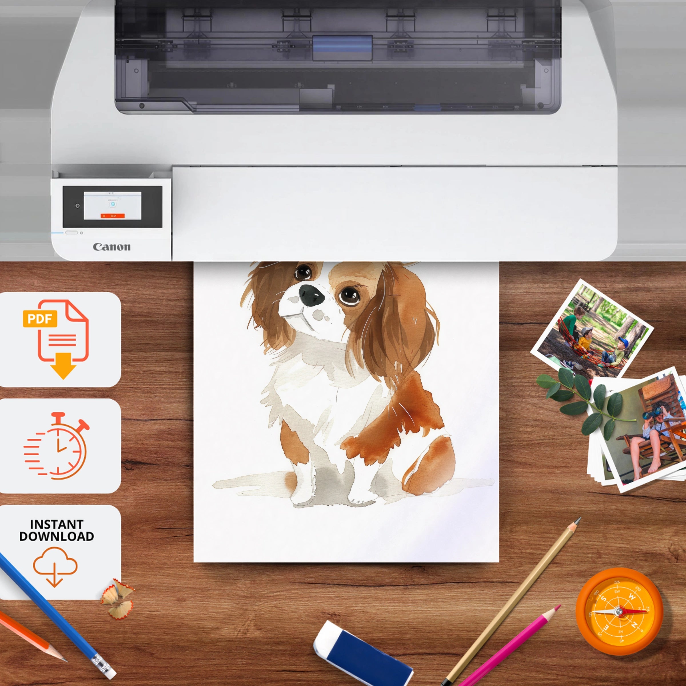 Cavalier Puppy Nursery Print - printable nursery wall art, instant download to print at home