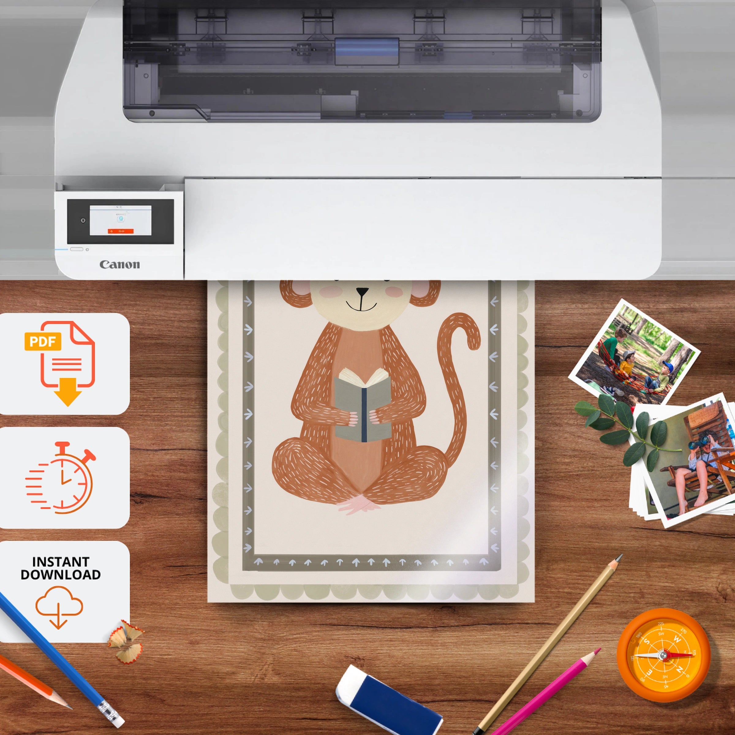 Cheeky Monkey Nursery Print - printable nursery wall art, instant download to print at home