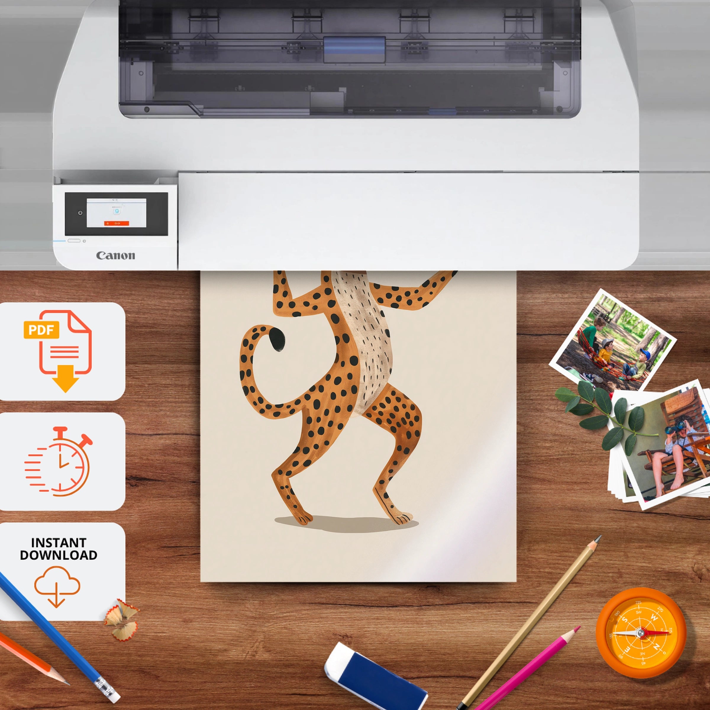 Cheetah in a Hat Nursery Print - printable nursery wall art, instant download to print at home