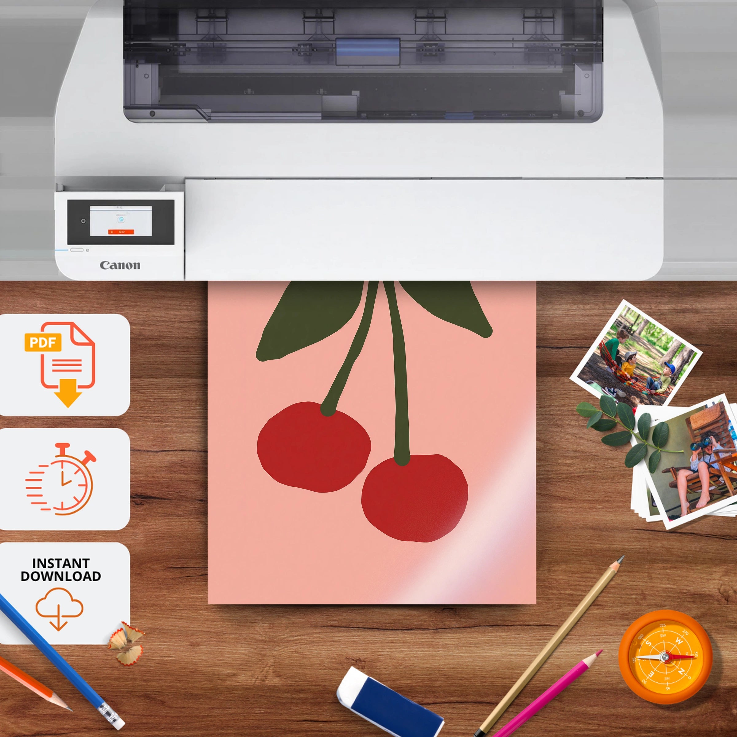 Cherries Nursery Print - printable nursery wall art, instant download to print at home