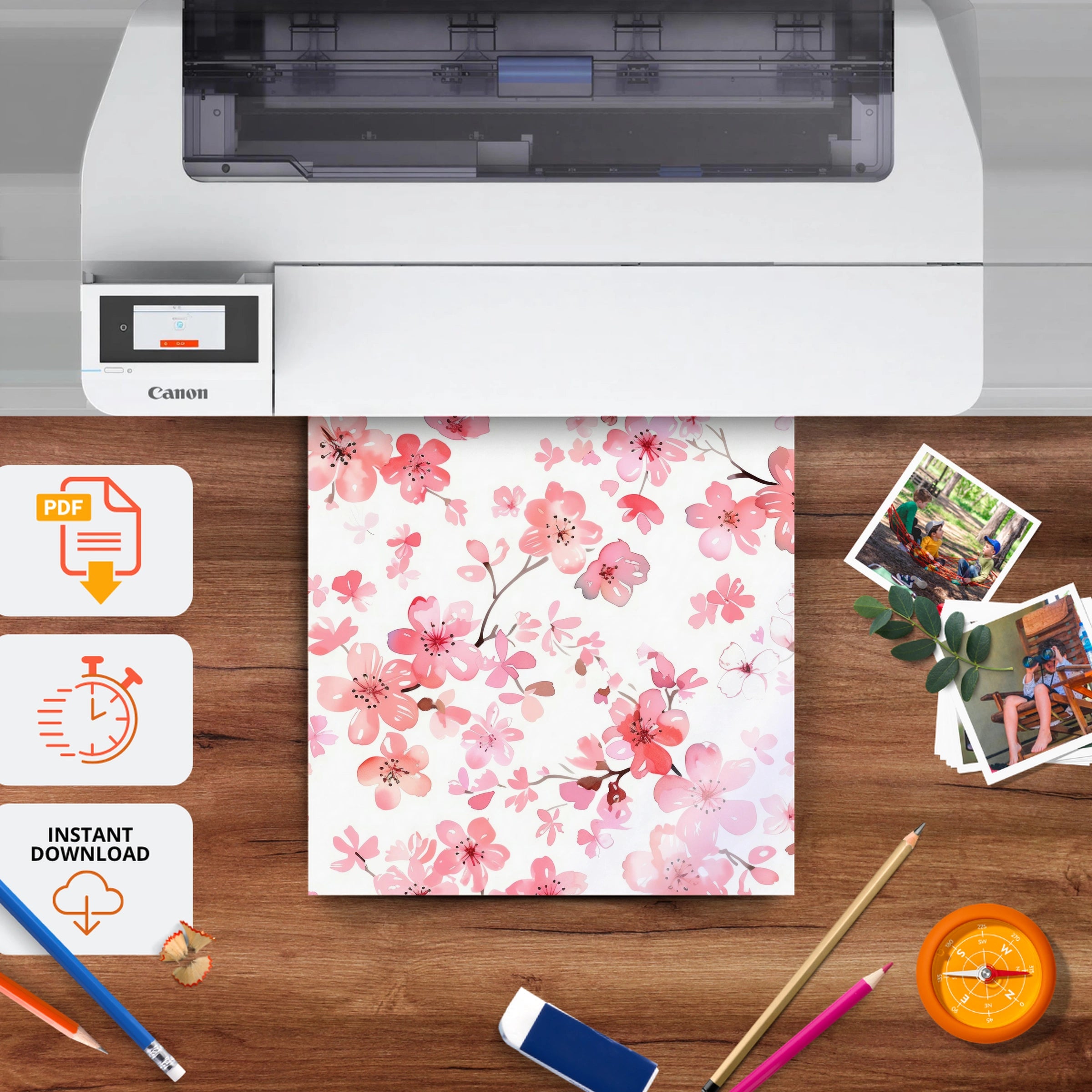 Cherry Blossom Nursery Print - printable nursery wall art, instant download to print at home