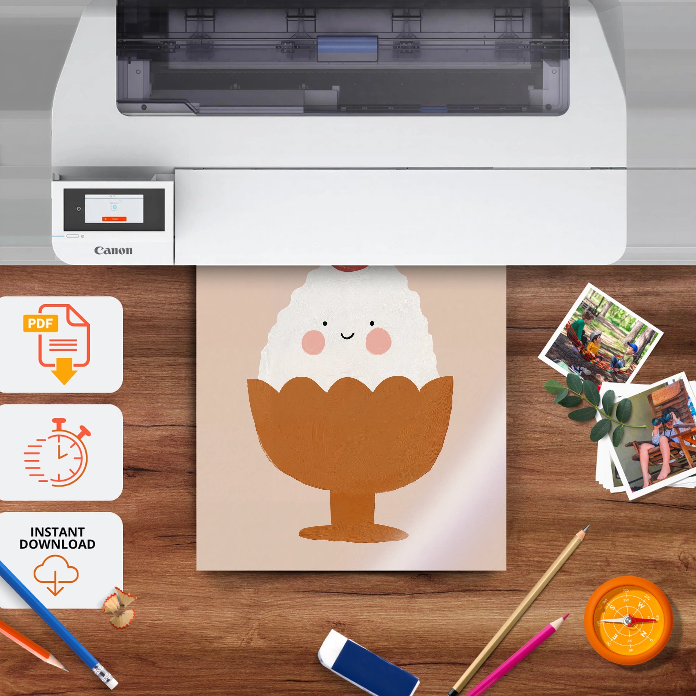 Cherry Sundae Nursery Print - printable nursery wall art, instant download to print at home