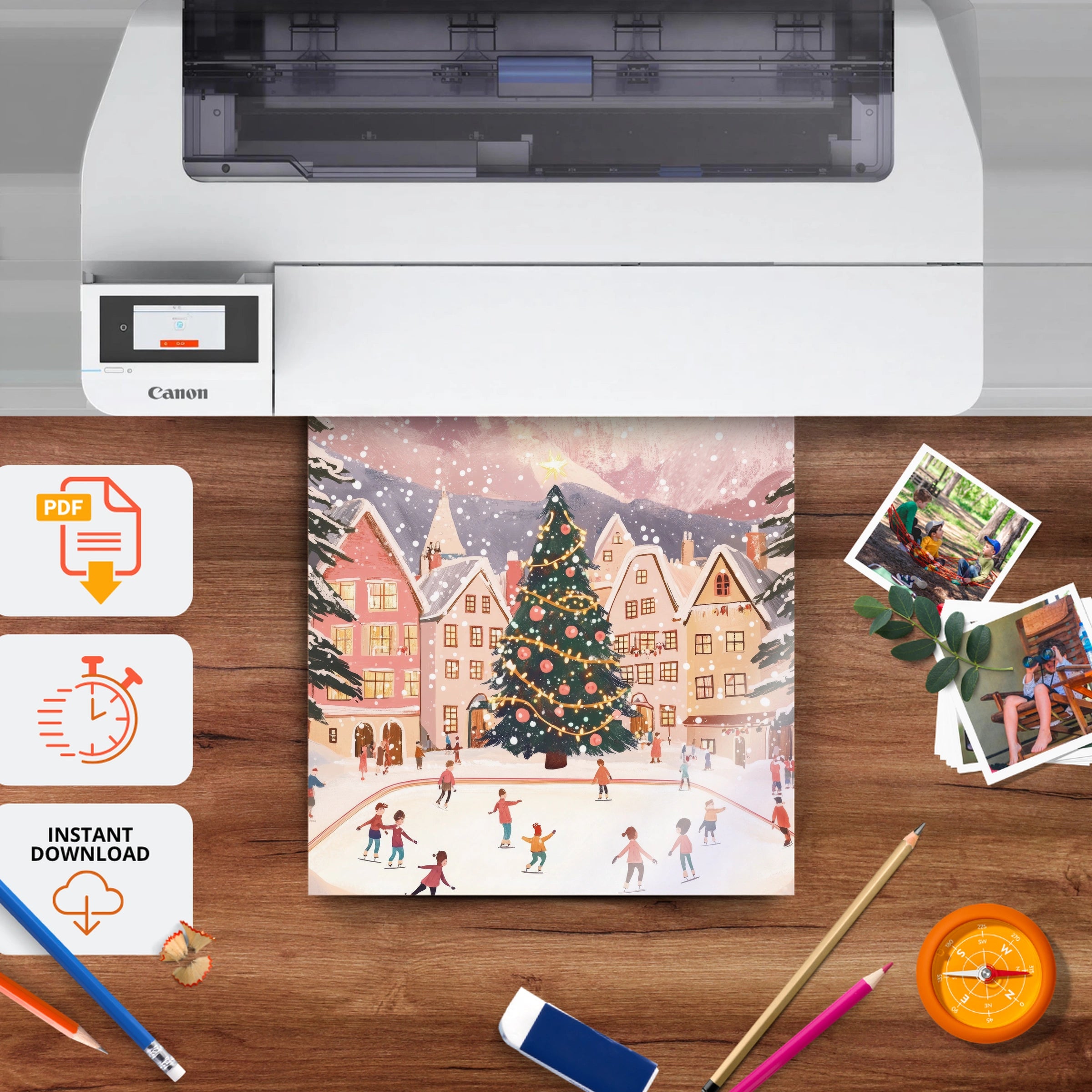 Christmas Village Christmas Print - printable nursery wall art, instant download to print at home