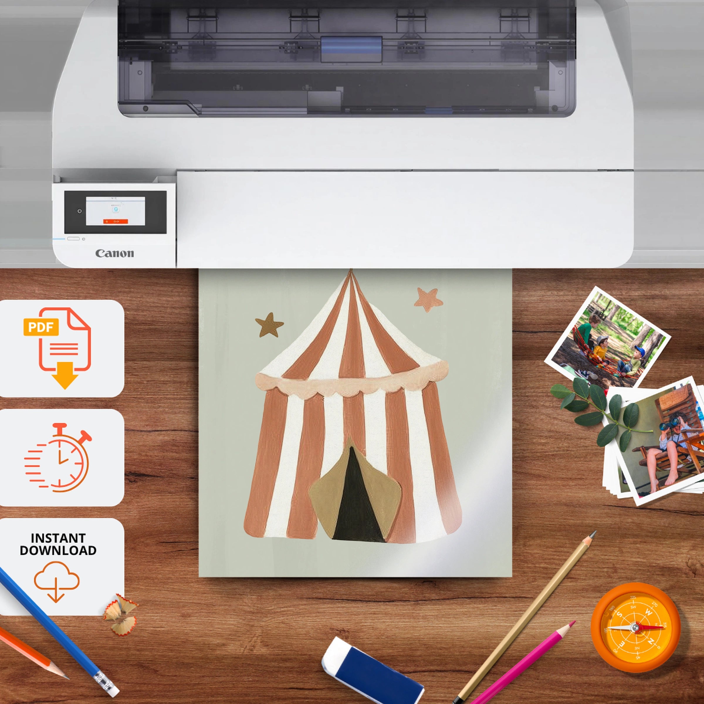 Circus Tent Nursery Print - printable nursery wall art, instant download to print at home