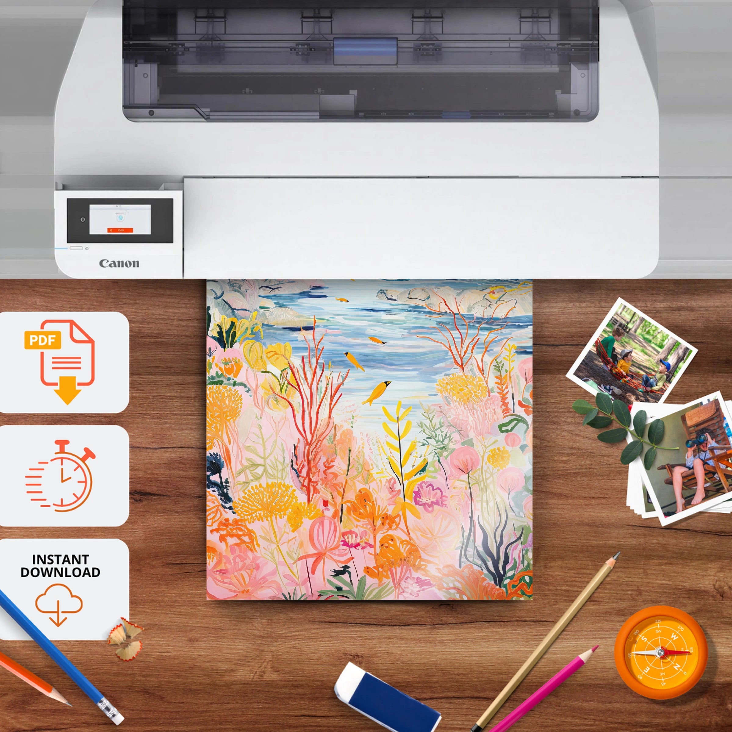 Coastal Reef Nursery Print - printable nursery wall art, instant download to print at home
