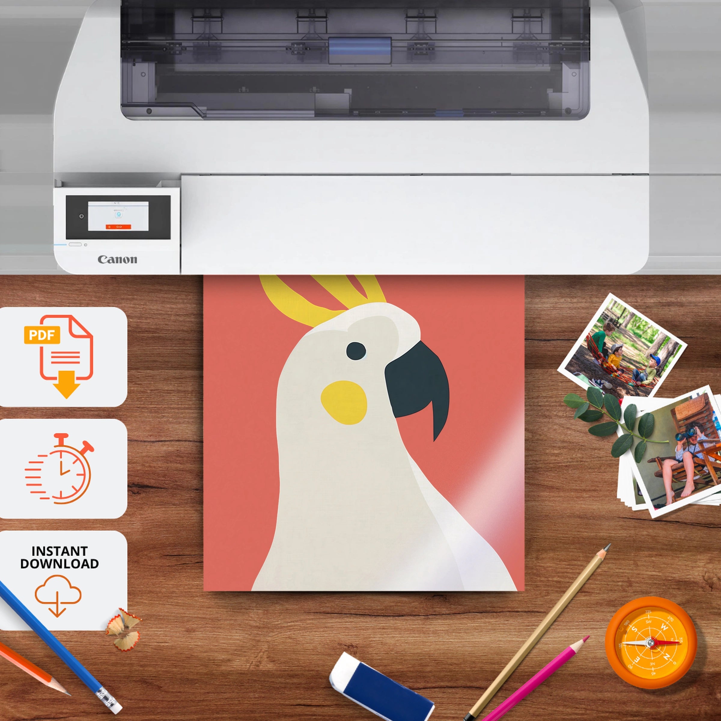 Cockatoo Nursery Print - printable nursery wall art, instant download to print at home