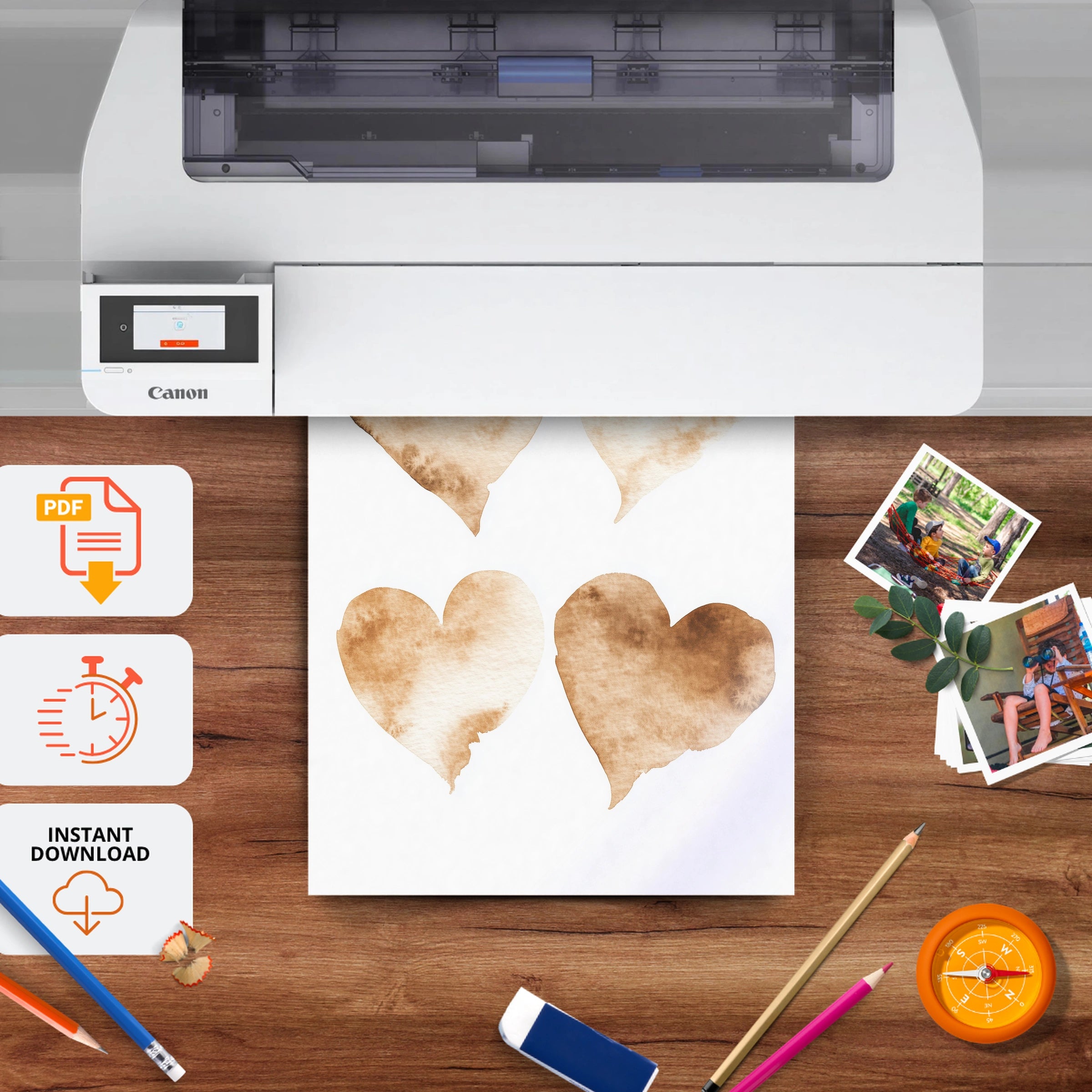 Coffee Hearts Nursery Print - printable nursery wall art, instant download to print at home