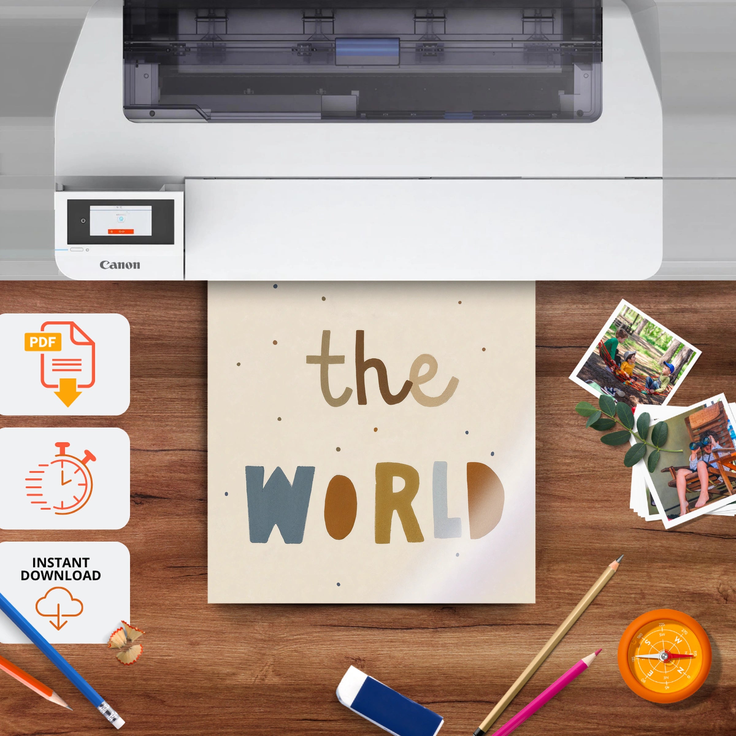 Color The World Nursery Print - printable nursery wall art, instant download to print at home