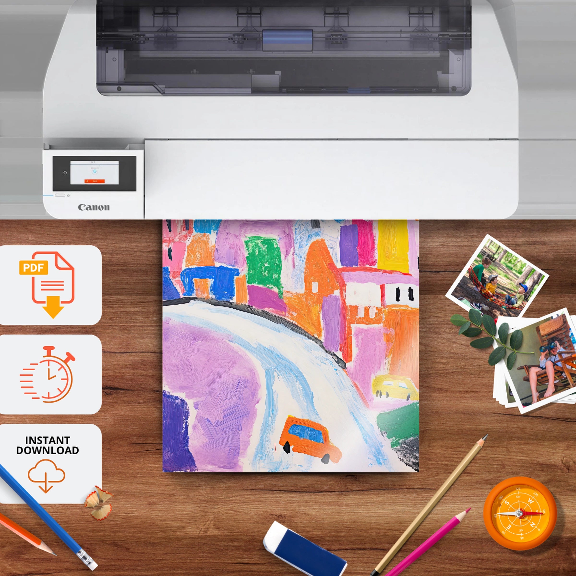 Colourful City Nursery Print - printable nursery wall art, instant download to print at home
