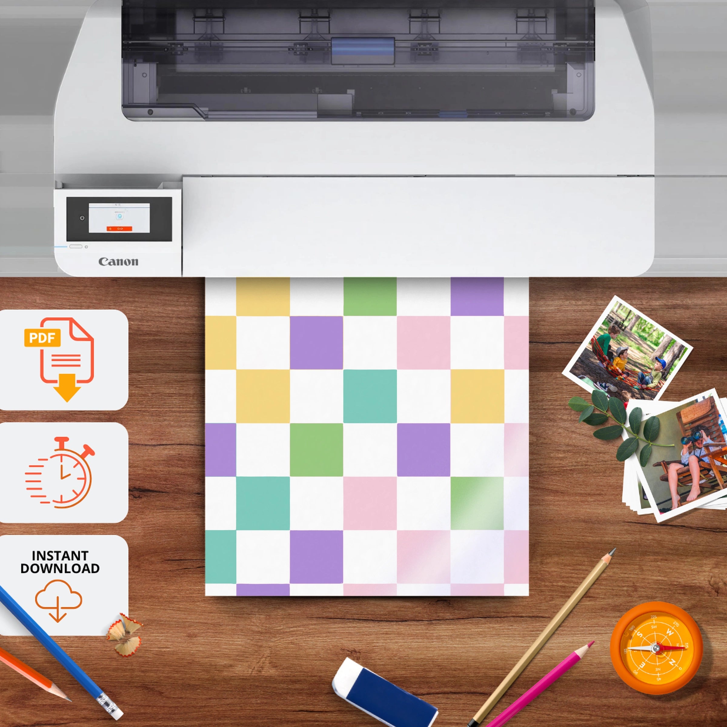 Confetti Checkerboard Nursery Print - printable nursery wall art, instant download to print at home