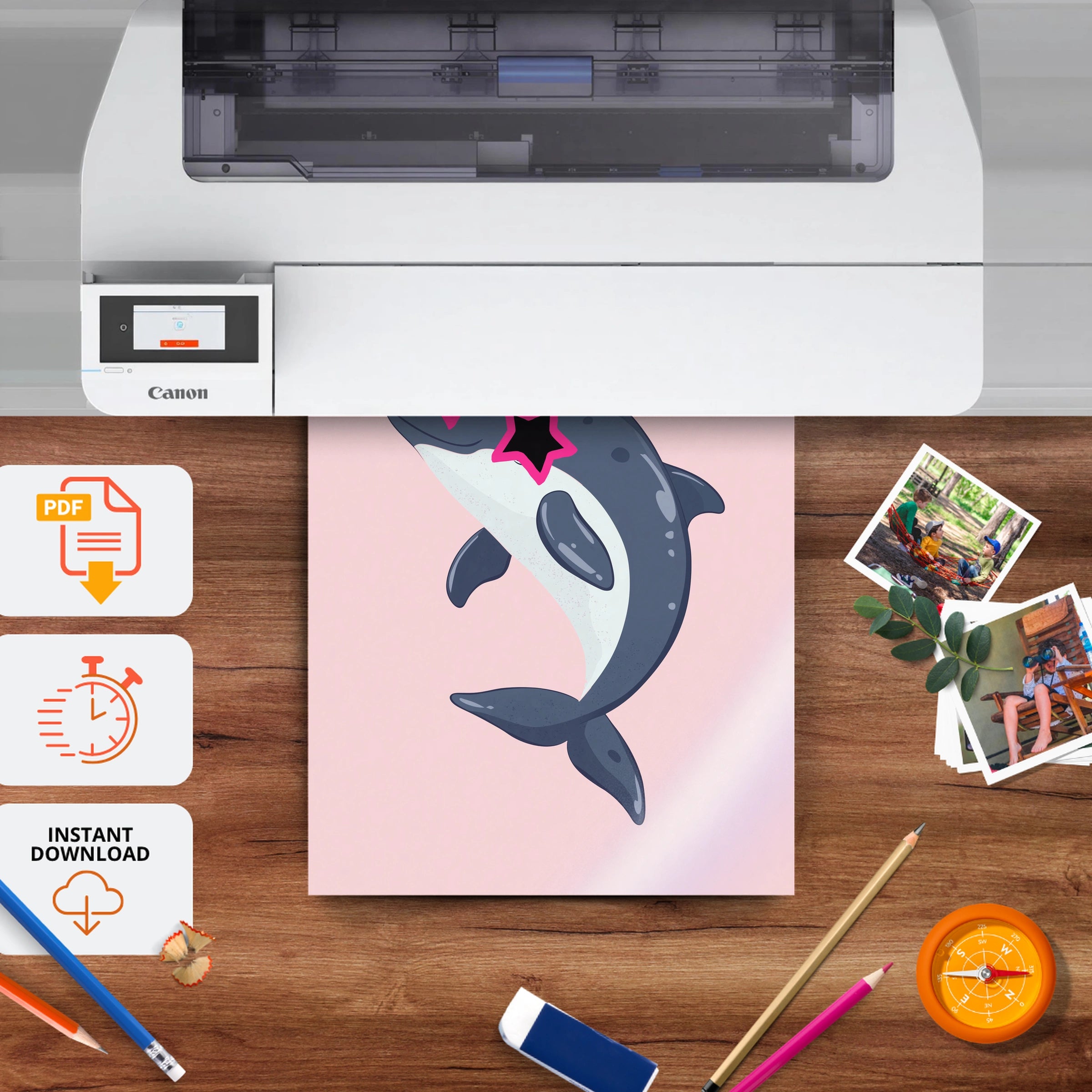 Cool Dolphin Nursery Print - printable nursery wall art, instant download to print at home