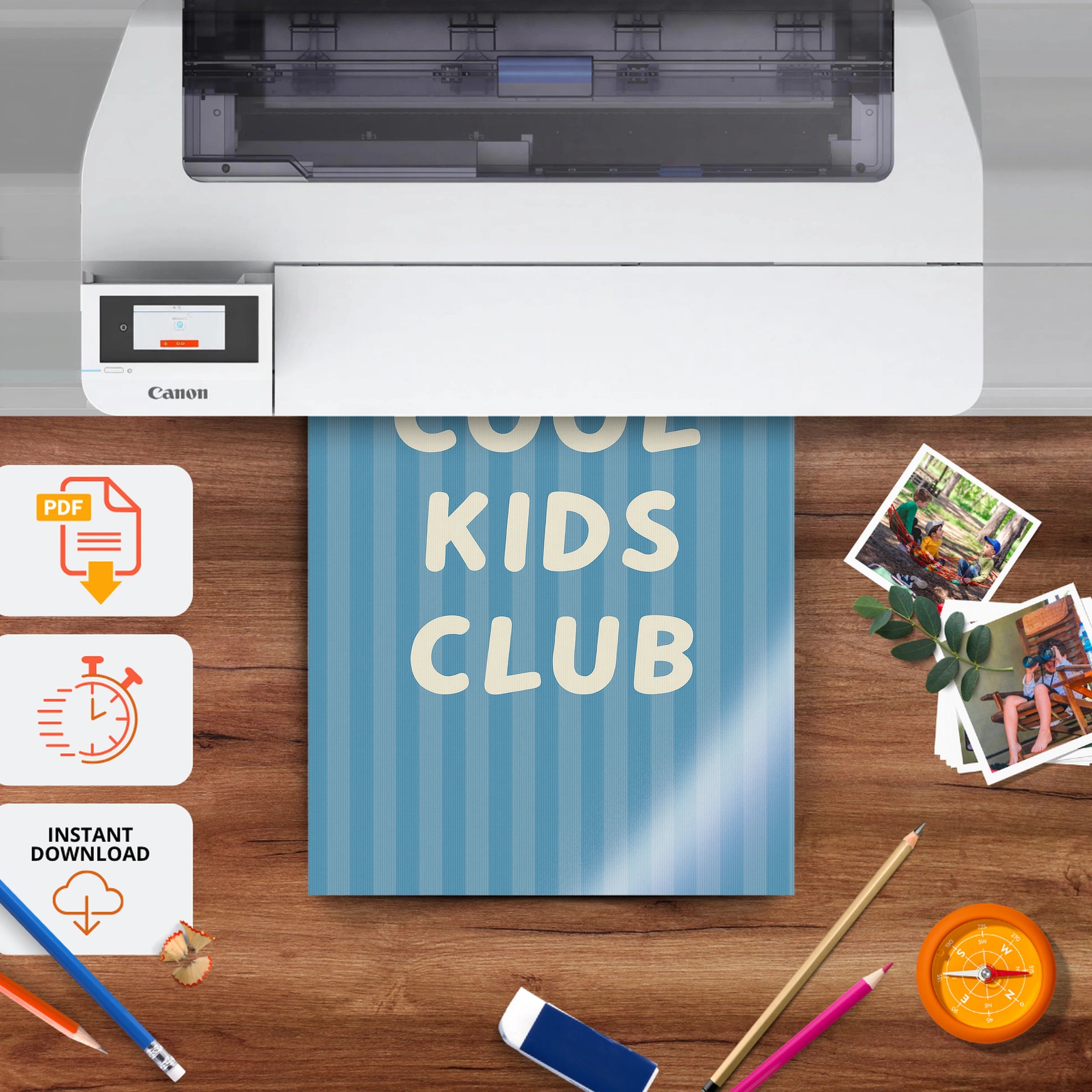 Cool Kids Club Five Nursery Print - printable nursery wall art, instant download to print at home