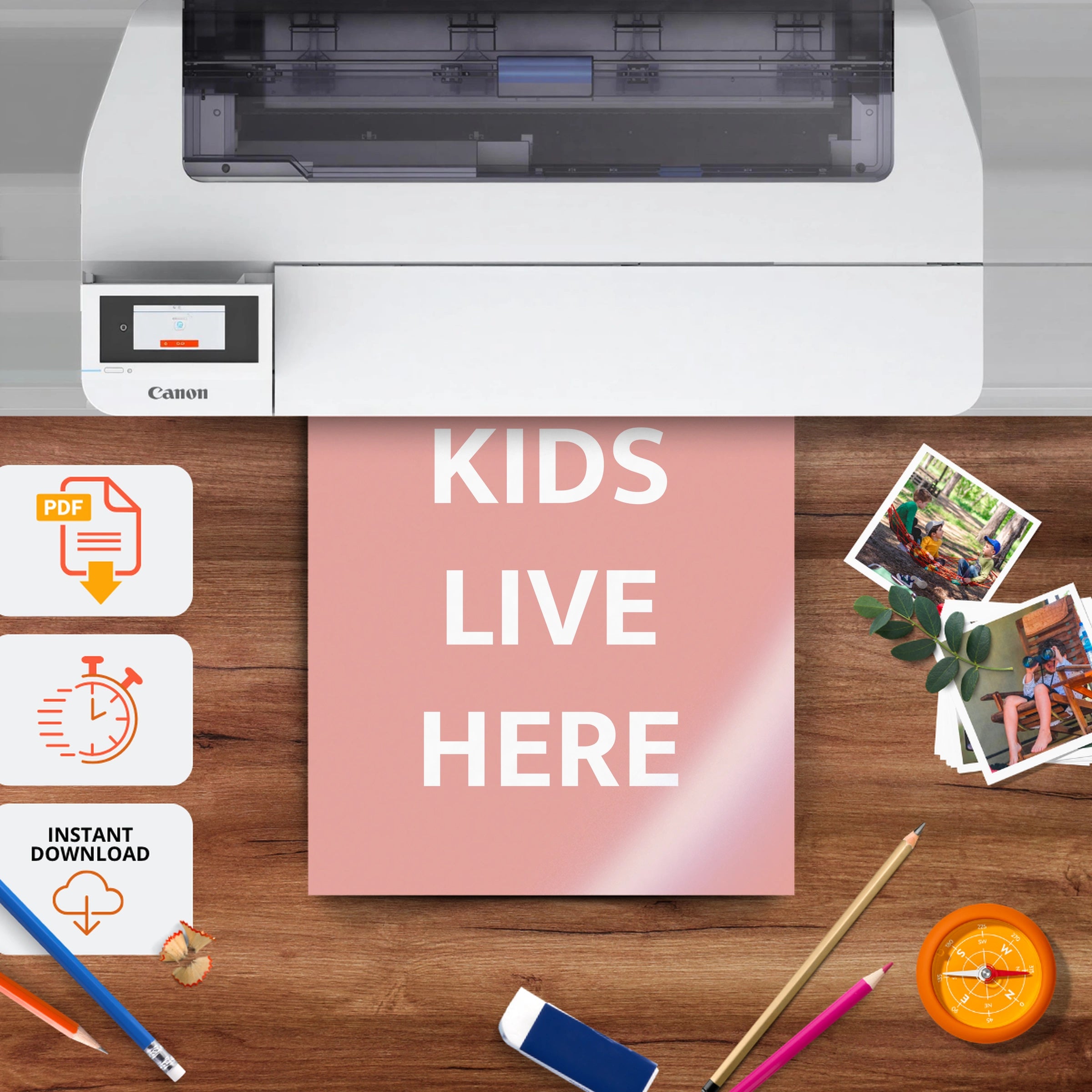 Cool Kids Live Here Pink Nursery Print - printable nursery wall art, instant download to print at home