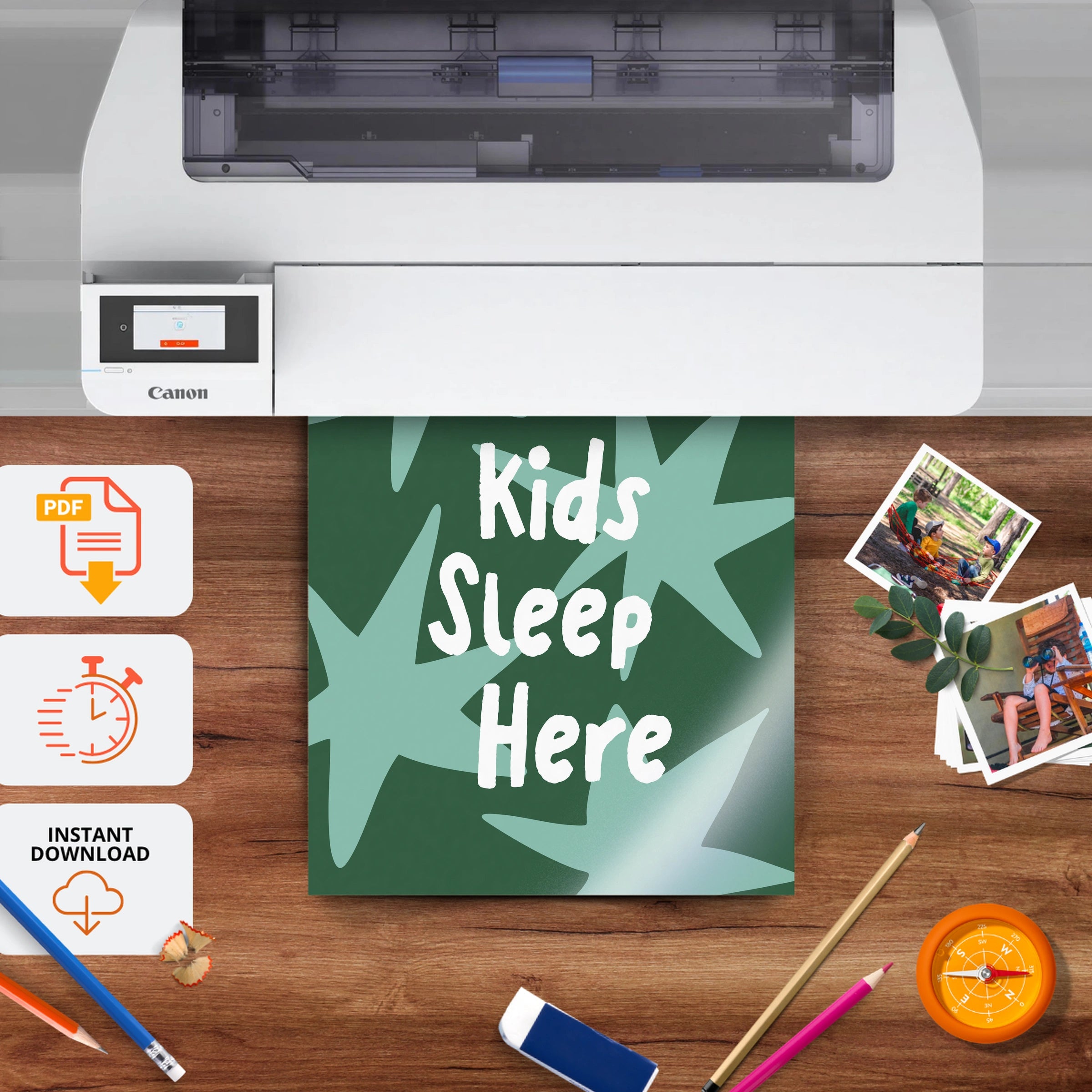 Cool Kids Sleep Here Nursery Print - printable nursery wall art, instant download to print at home
