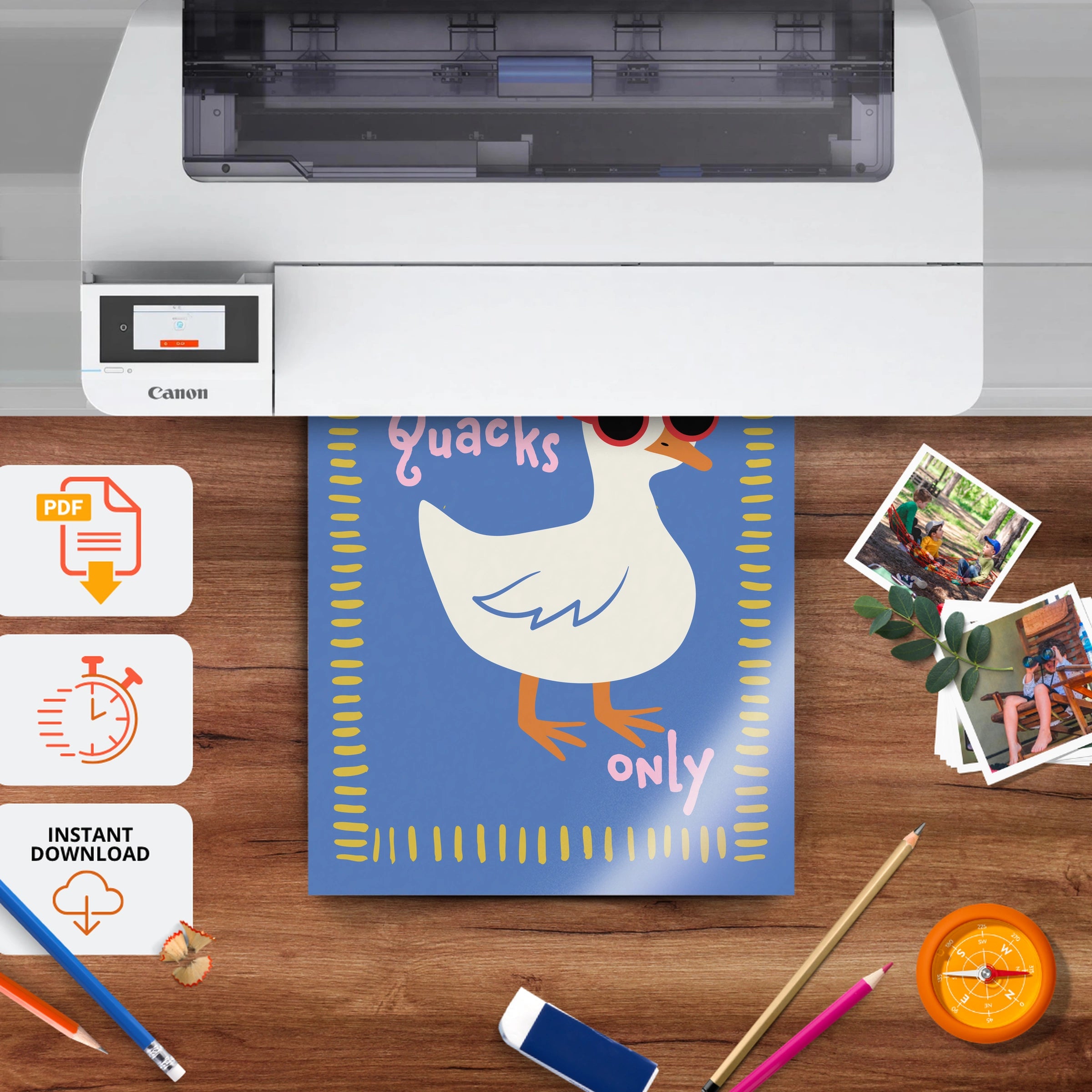 Cool Quacks Only Nursery Print - printable nursery wall art, instant download to print at home