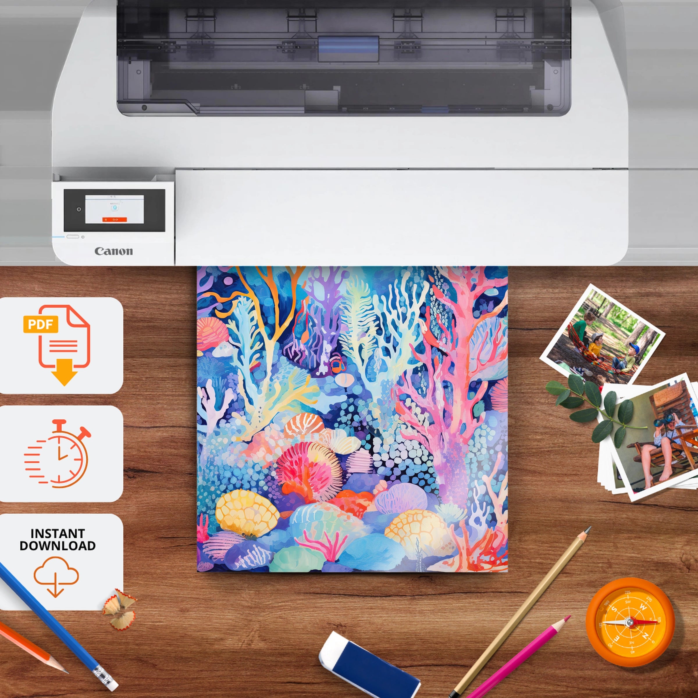 Coral Reef Garden Nursery Print - printable nursery wall art, instant download to print at home