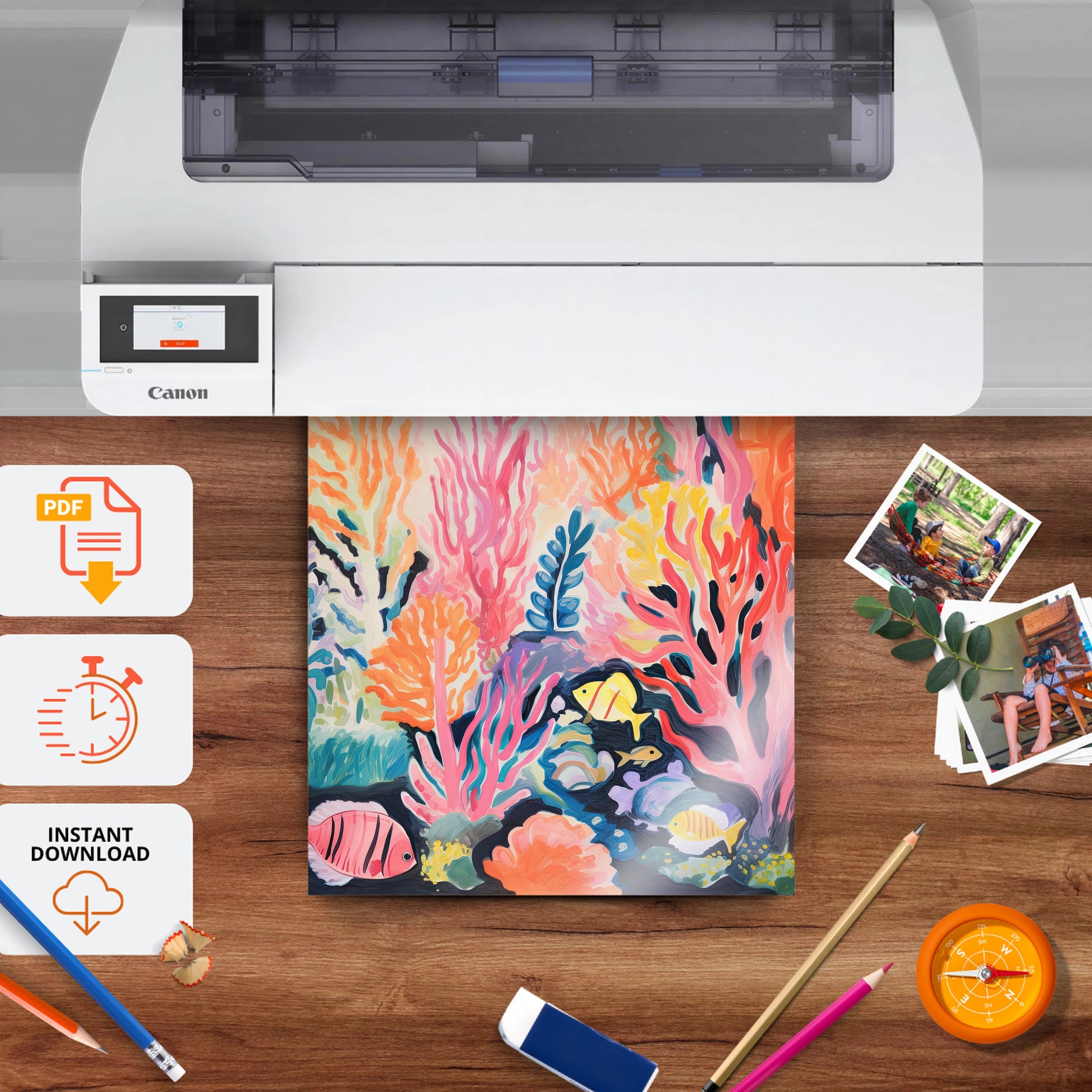 Coral Reef Nursery Print - printable nursery wall art, instant download to print at home
