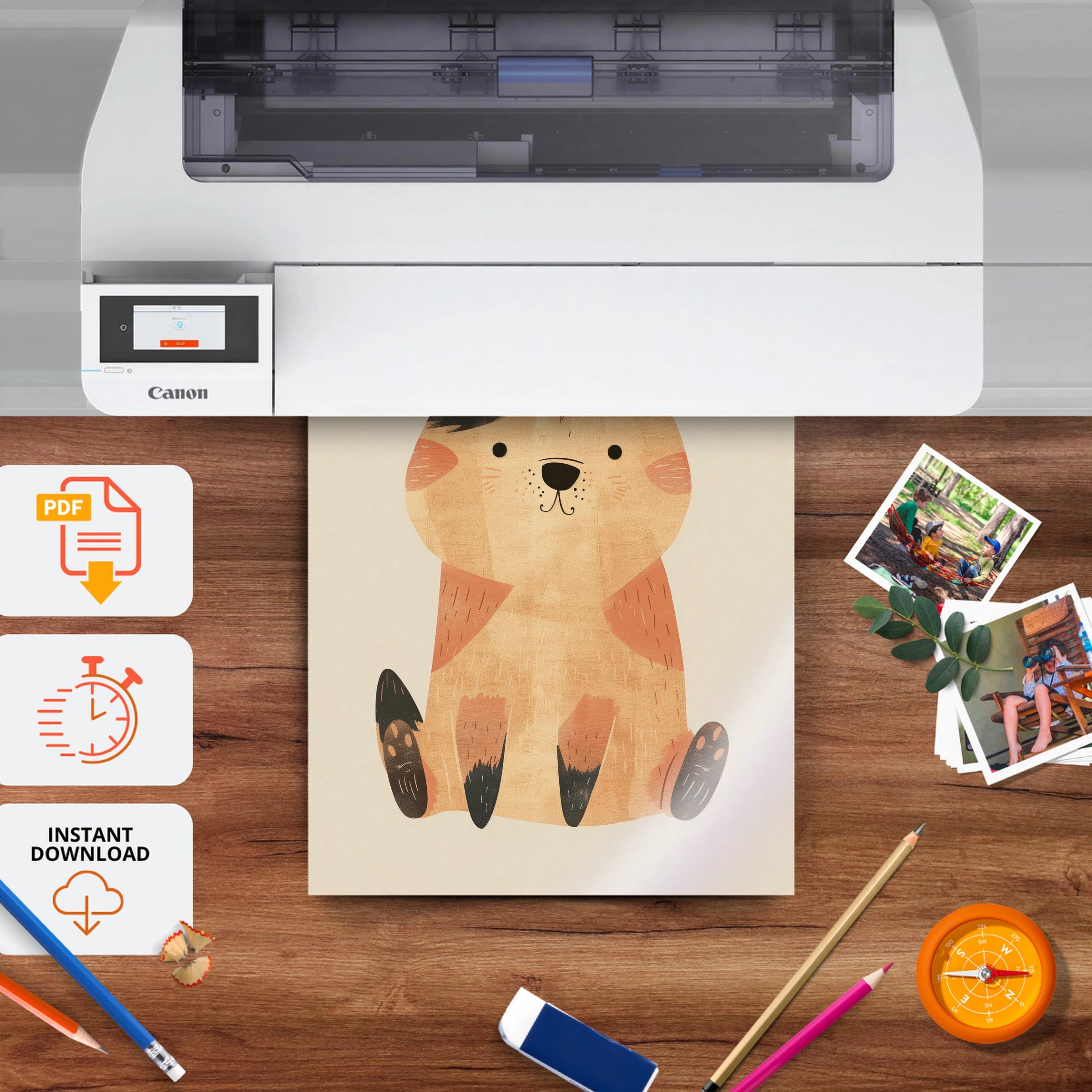 Cosy Cat Nursery Print - printable nursery wall art, instant download to print at home