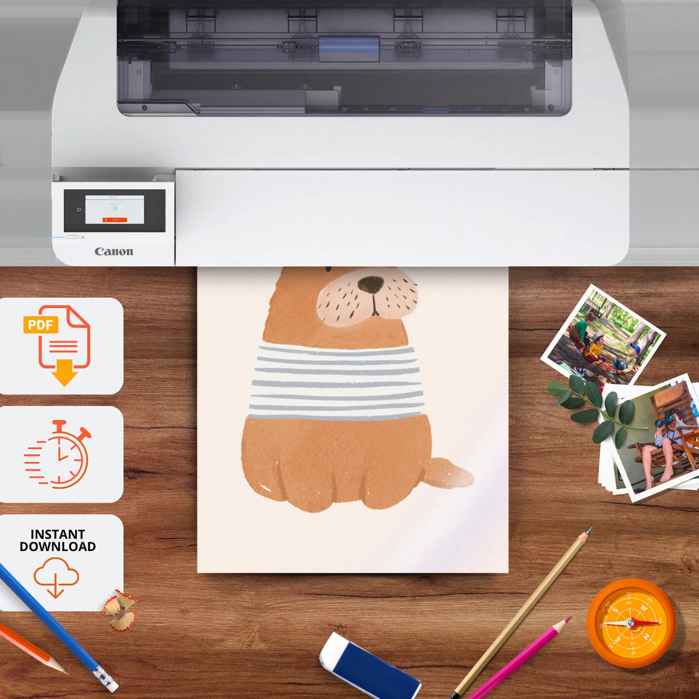 Cosy Lion Nursery Print - printable nursery wall art, instant download to print at home